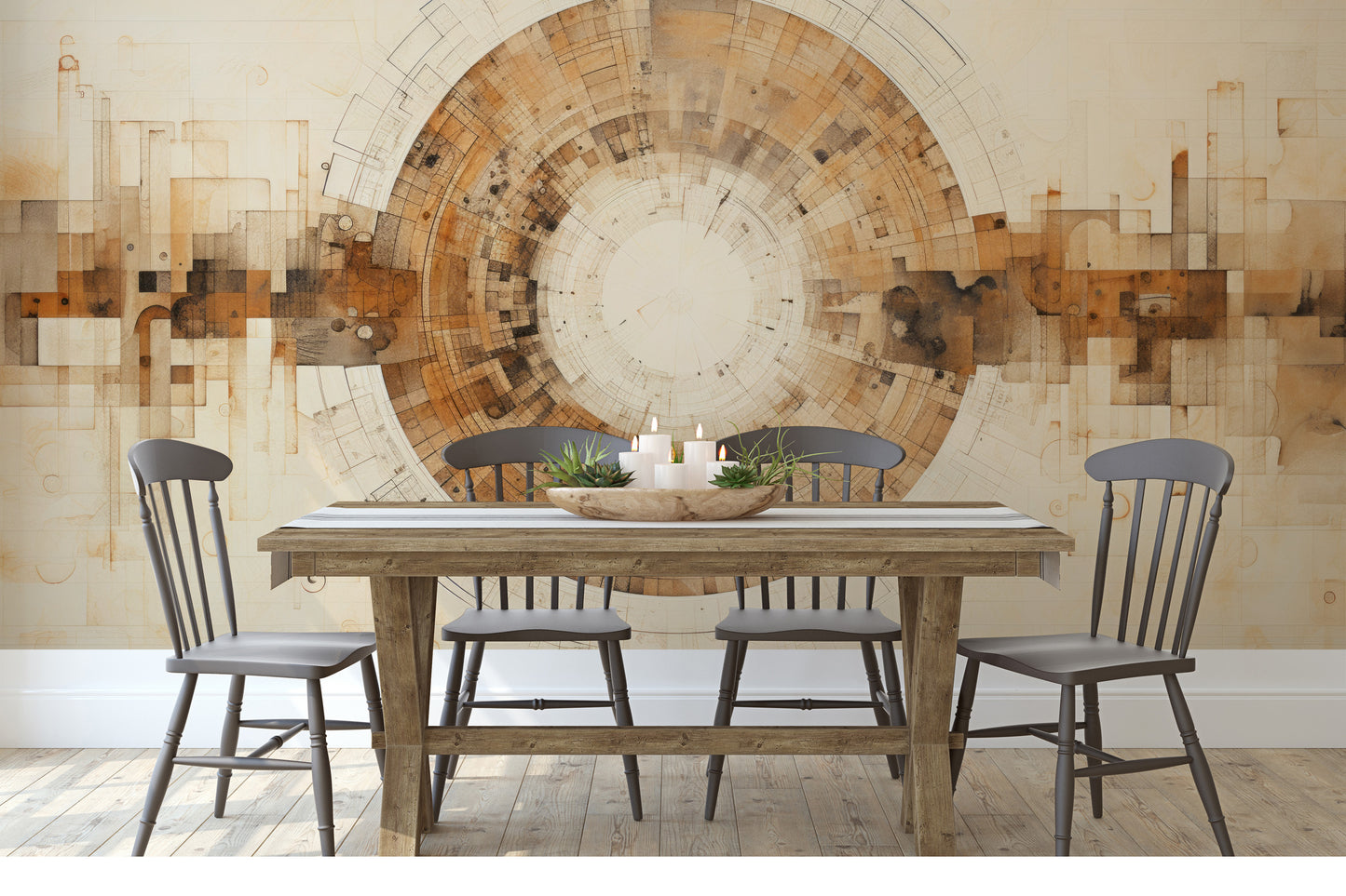 Fototapeta malowana o nazwie INDUSTRIAL REVOLUTION CIRCULARITY pokazana w aranżacji wnętrza.