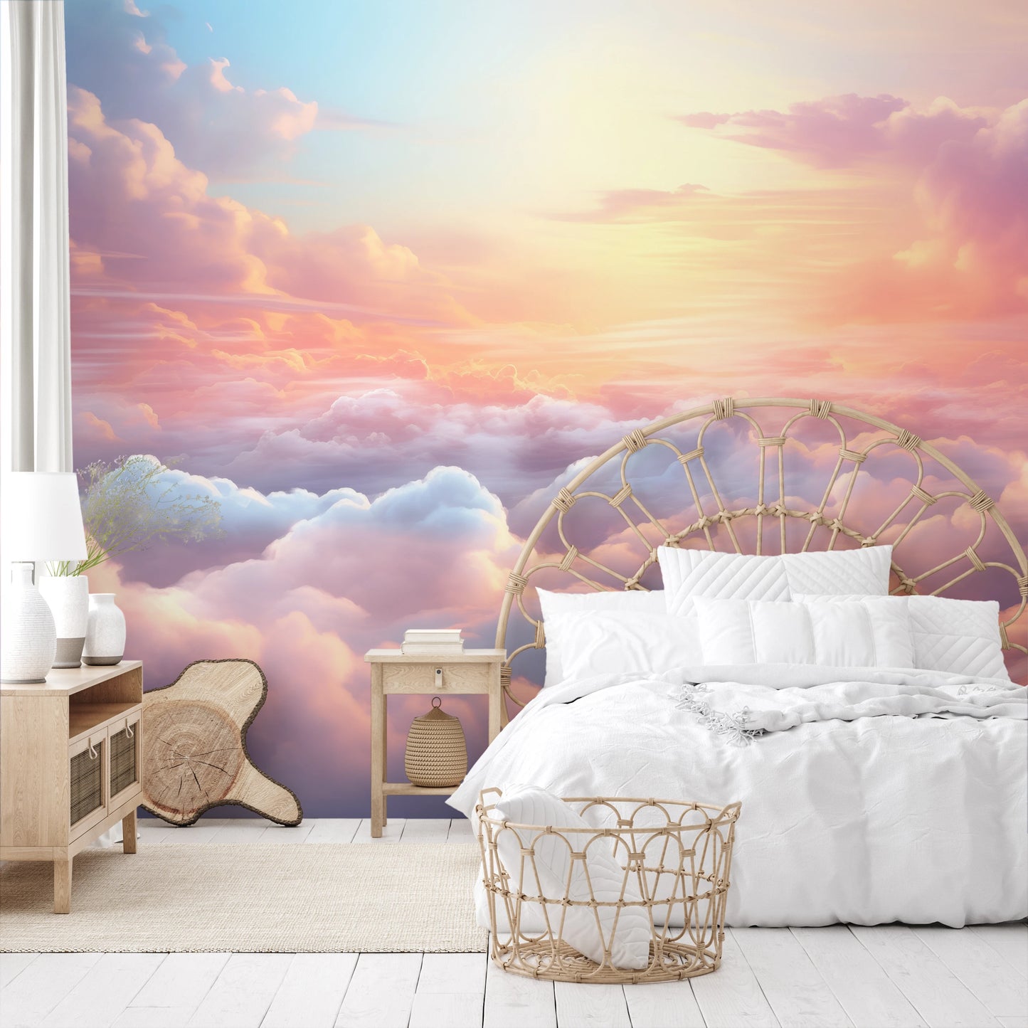 Fototapeta malowana o nazwie Morning's Embrace pokazana w aranżacji wnętrza.