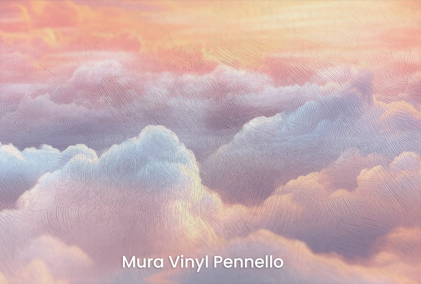 Zbliżenie na artystyczną fototapetę o nazwie Morning's Embrace na podłożu Mura Vinyl Pennello - faktura pociągnięć pędzla malarskiego.