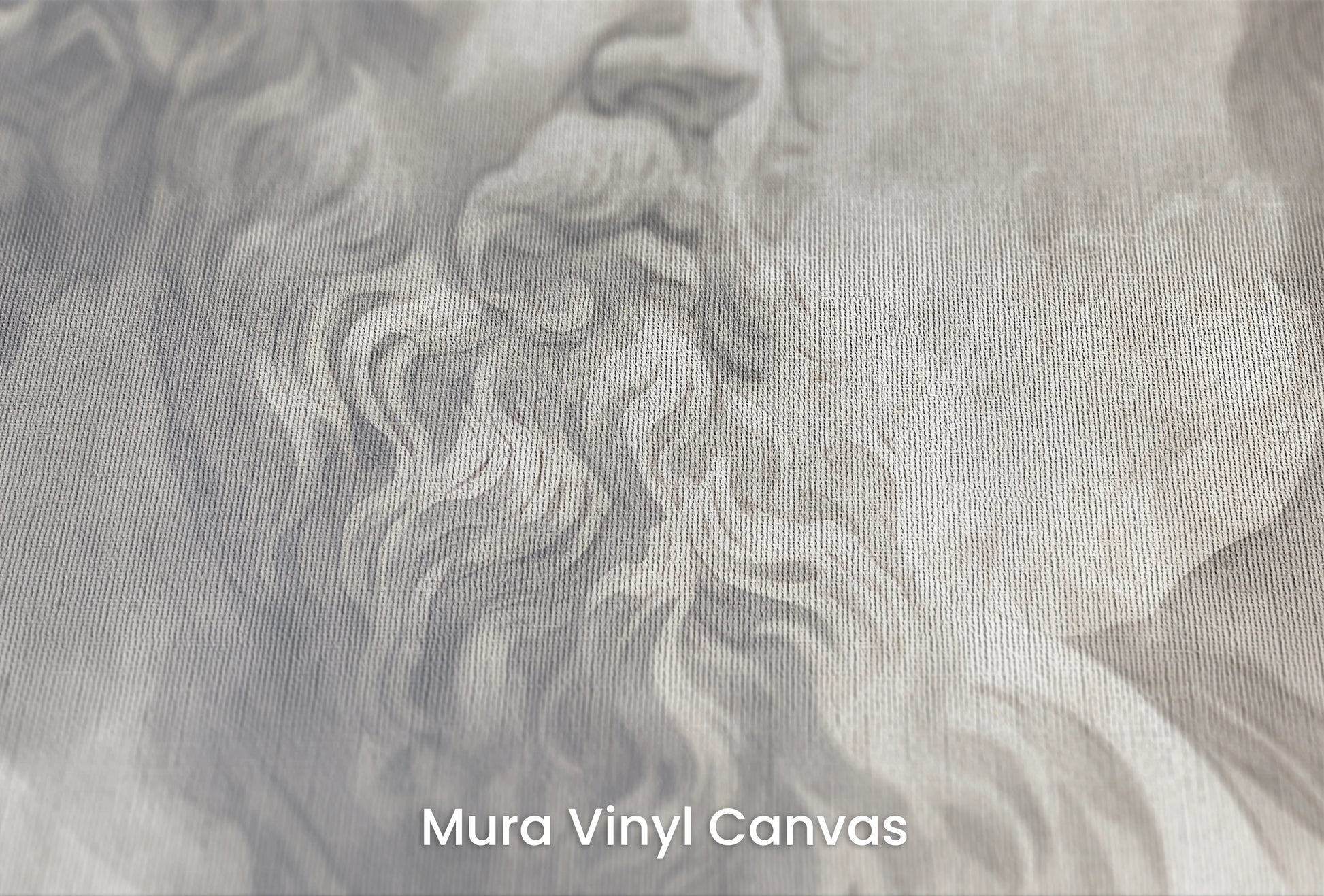 Zbliżenie na artystyczną fototapetę o nazwie Olympian Debate na podłożu Mura Vinyl Canvas - faktura naturalnego płótna.