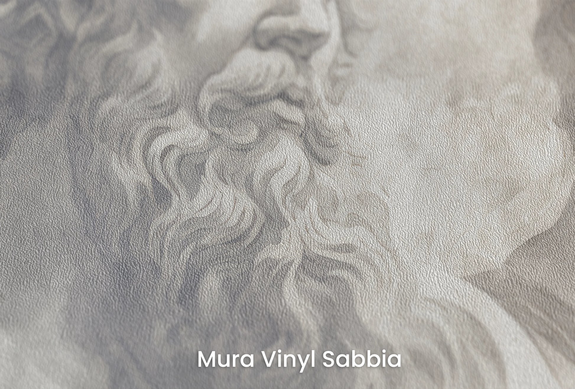 Zbliżenie na artystyczną fototapetę o nazwie Olympian Debate na podłożu Mura Vinyl Sabbia struktura grubego ziarna piasku.
