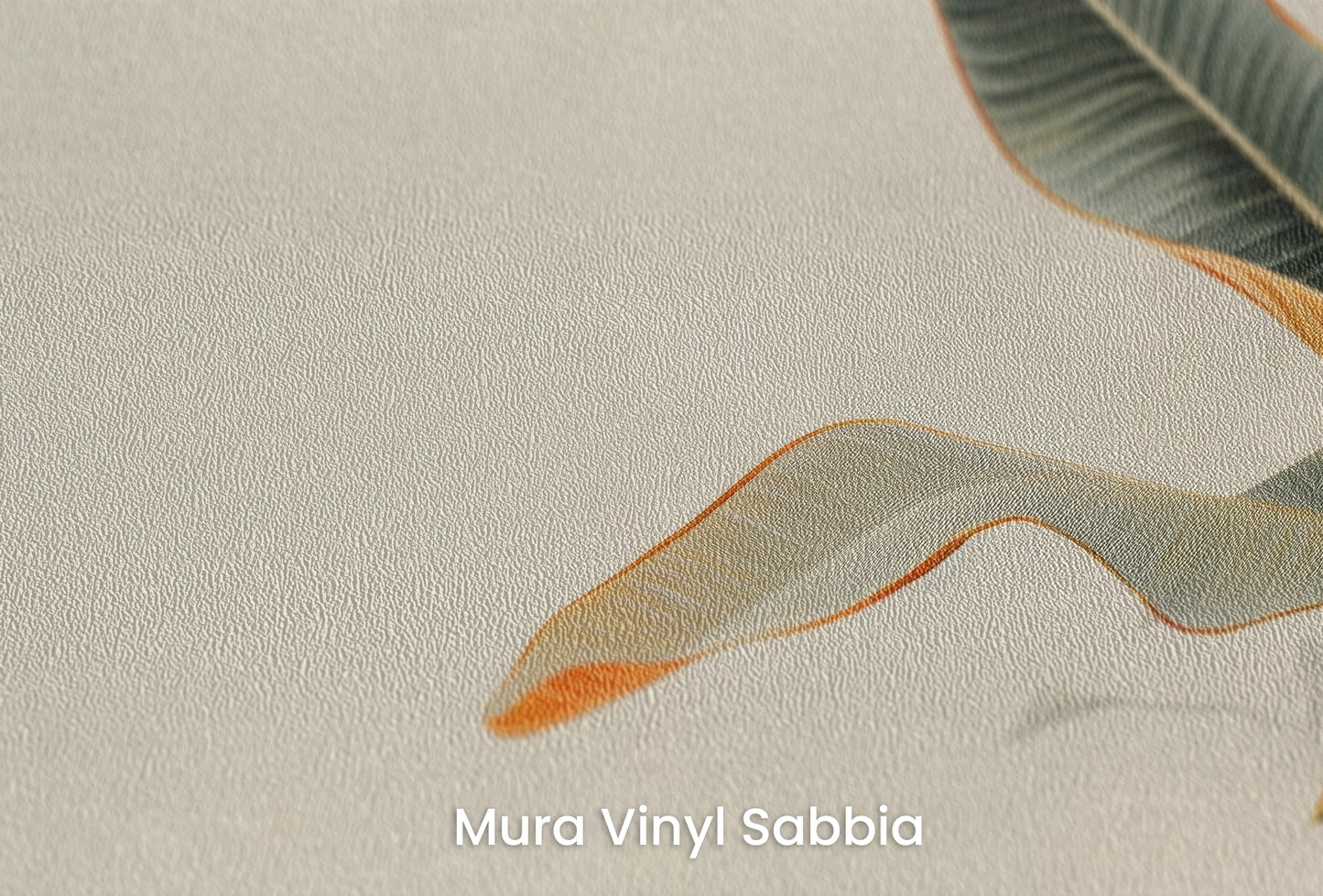 Zbliżenie na artystyczną fototapetę o nazwie Tropical Touch na podłożu Mura Vinyl Sabbia struktura grubego ziarna piasku.