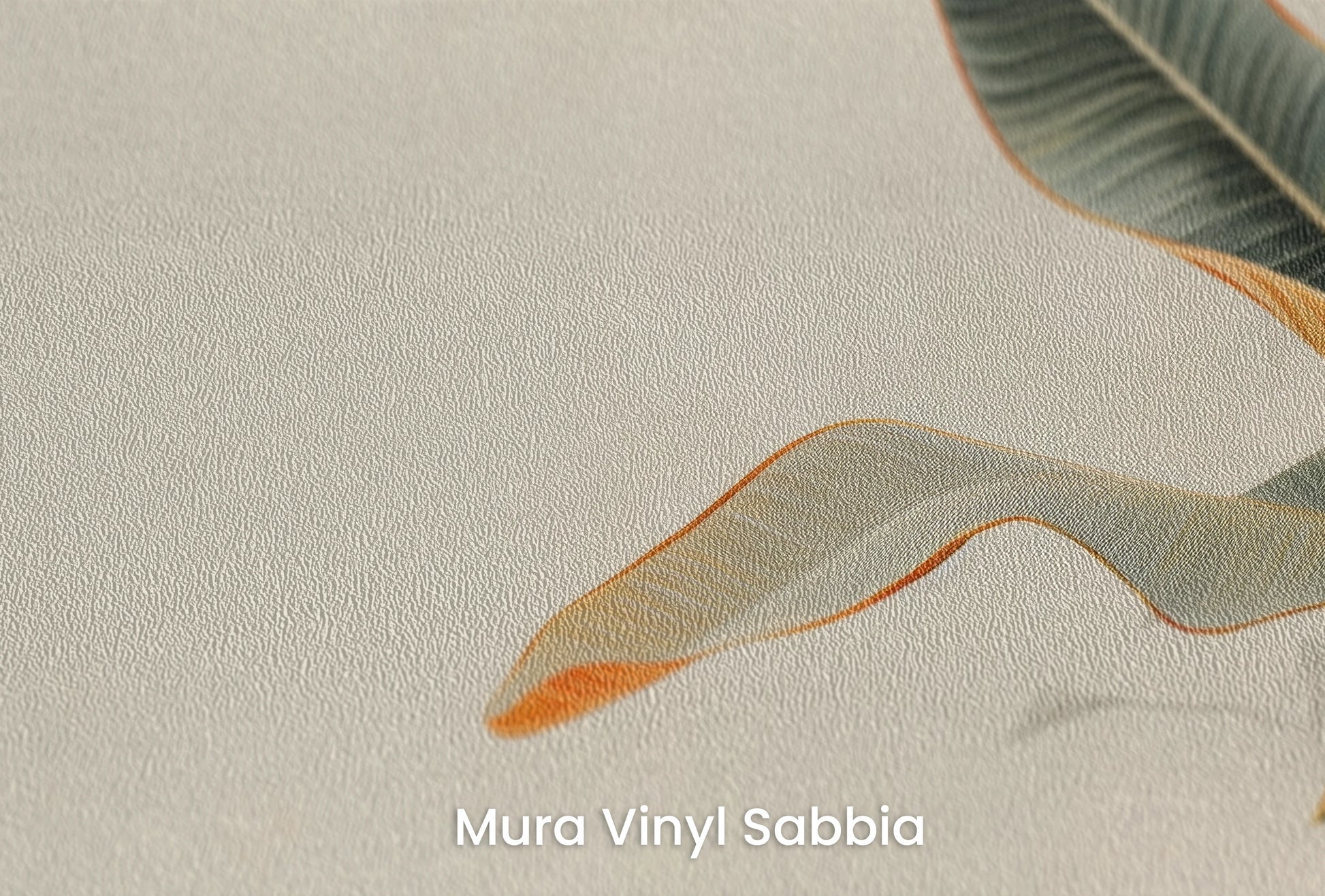 Zbliżenie na artystyczną fototapetę o nazwie Tropical Touch na podłożu Mura Vinyl Sabbia struktura grubego ziarna piasku.