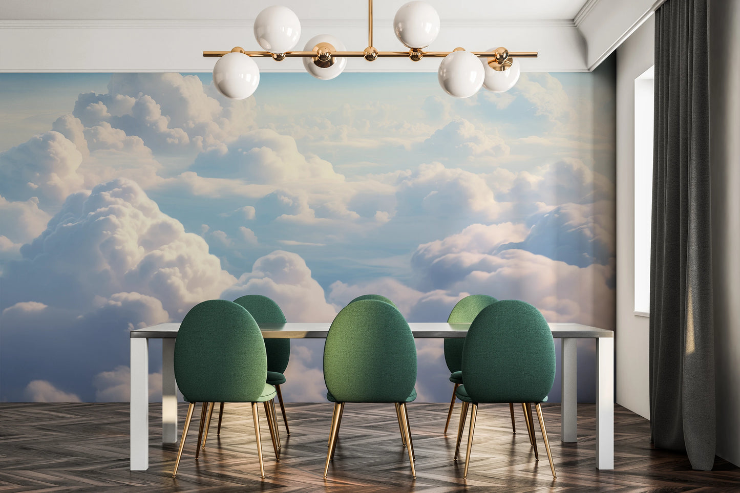 Wzór fototapety o nazwie Ethereal Glow pokazanej w kontekście pomieszczenia.