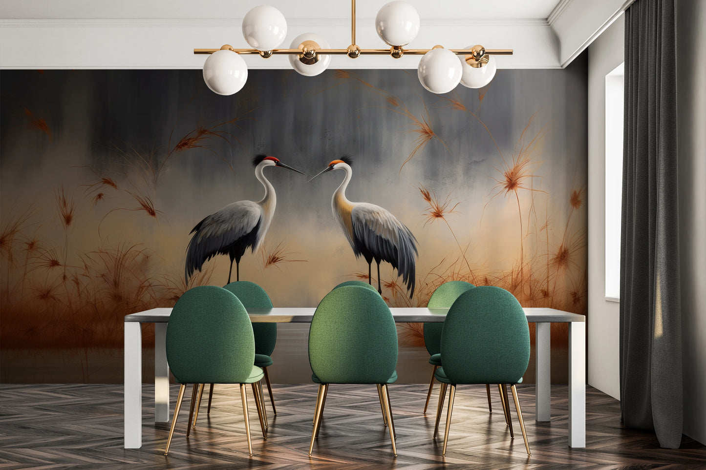 Wzór fototapety o nazwie Elegance in Red pokazanej w kontekście pomieszczenia.