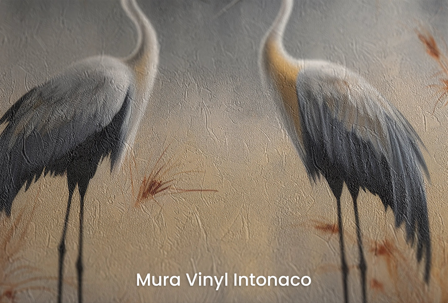 Zbliżenie na artystyczną fototapetę o nazwie Elegance in Red na podłożu Mura Vinyl Intonaco - struktura tartego tynku.