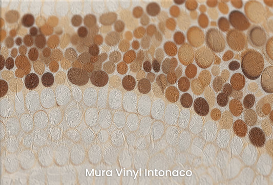 Zbliżenie na artystyczną fototapetę o nazwie WOODEN WAVES MOSAIC na podłożu Mura Vinyl Intonaco - struktura tartego tynku.