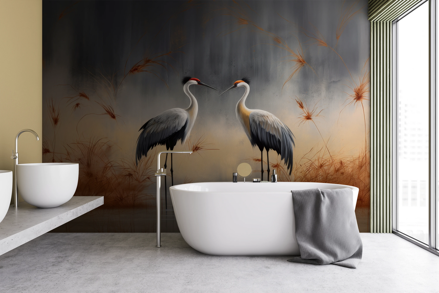 Zdjęcie prezentuje aranżację wnętrza z użyciem fototapety o nazwie Elegance in Red pokazanej w aranżacji wnętrza.