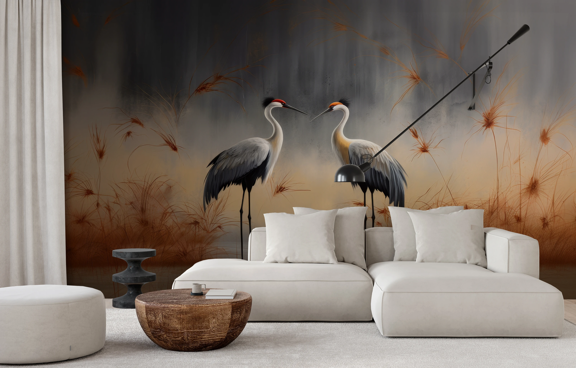 Wzór fototapety malowanej o nazwie Elegance in Red pokazanej w aranżacji wnętrza.