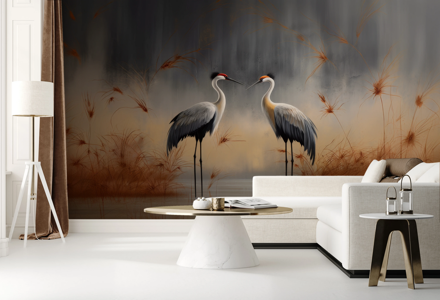 Wzór fototapety artystycznej o nazwie Elegance in Red pokazanej w aranżacji wnętrza.