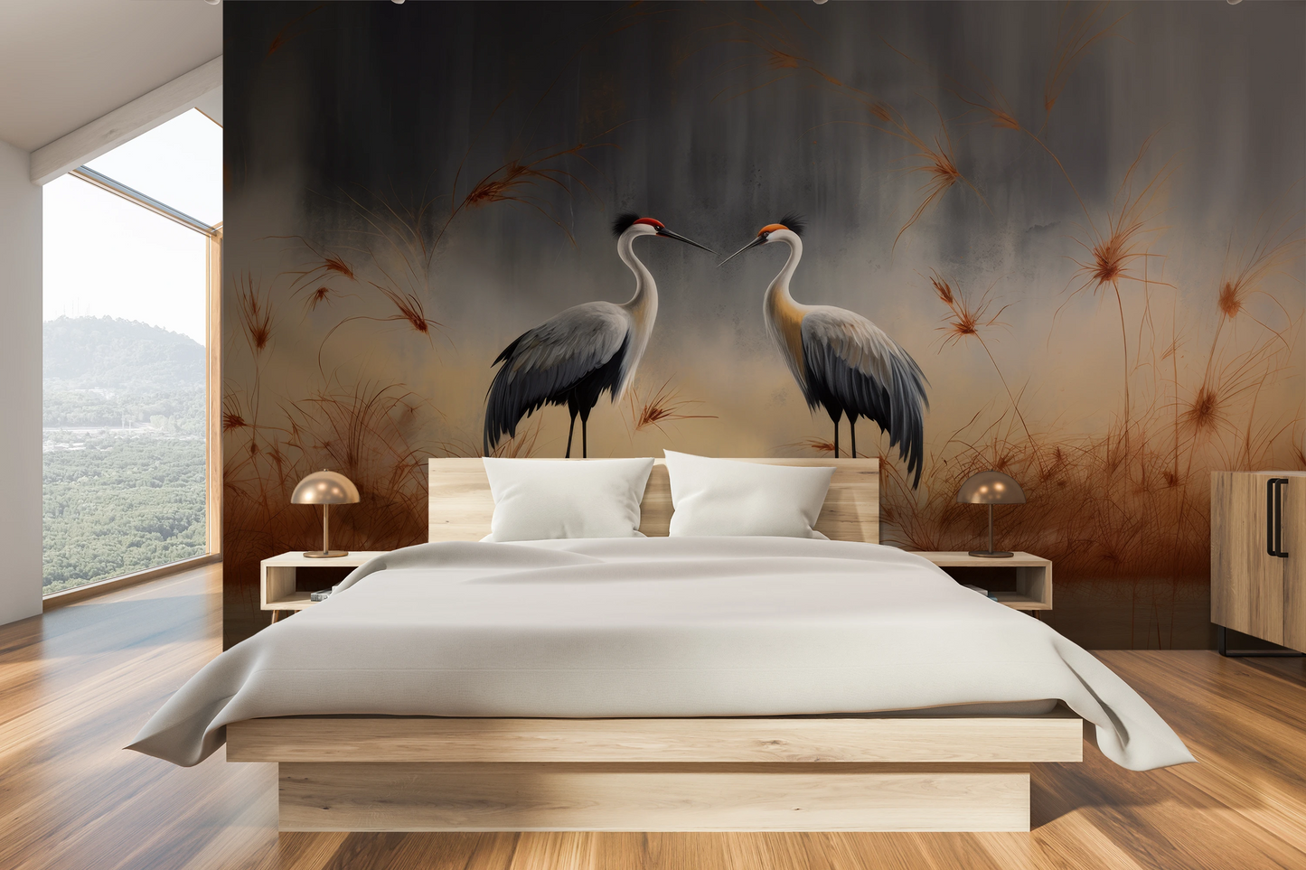 Wzór fototapety artystycznej o nazwie Elegance in Red pokazanej w aranżacji wnętrza.