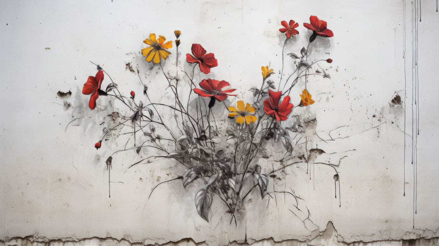 Prezentacja całego wzoru fototapety o nazwie WILDFLOWER WATERCOLOR WHIMSY