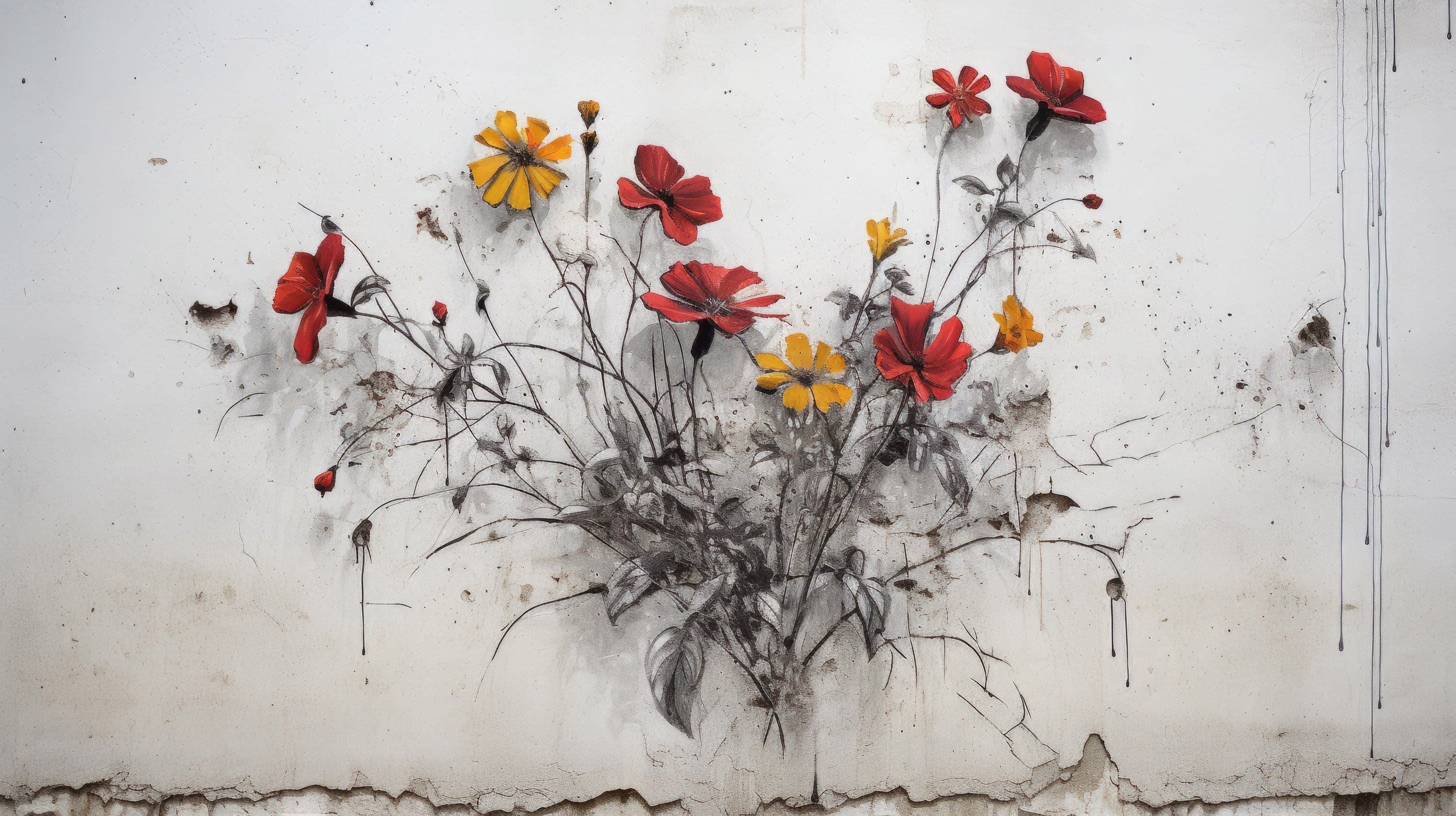 Podgląd wzoru: Prezentacja całego wzoru fototapety o nazwie WILDFLOWER WATERCOLOR WHIMSY