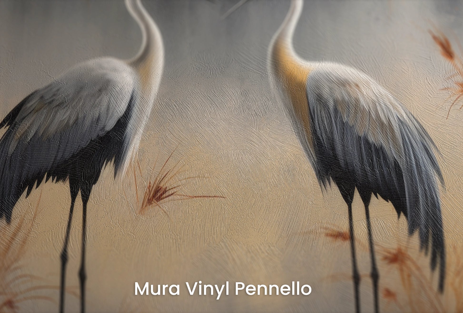 Zbliżenie na artystyczną fototapetę o nazwie Elegance in Red na podłożu Mura Vinyl Pennello - faktura pociągnięć pędzla malarskiego.