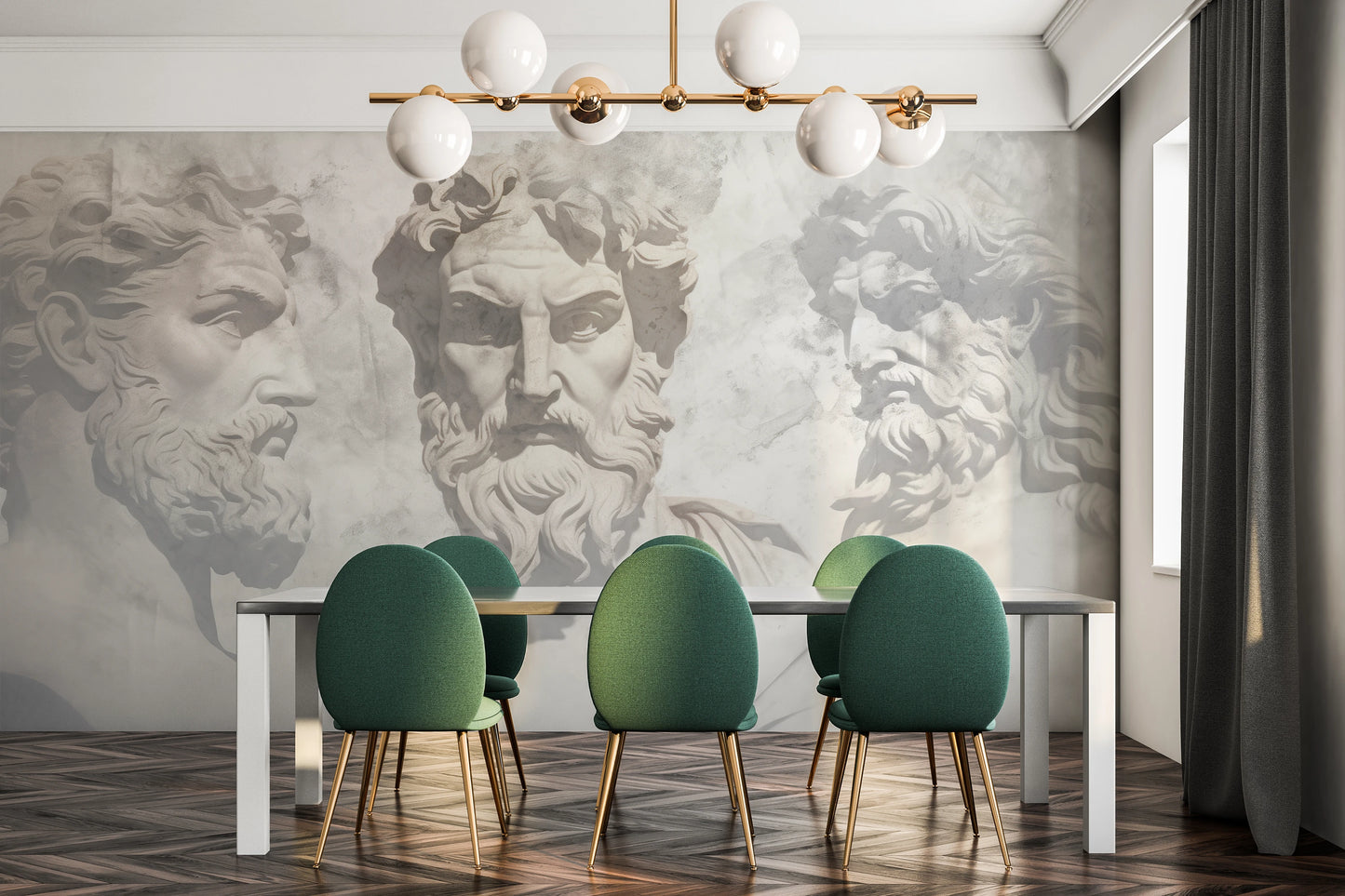Fototapeta malowana o nazwie Zeus's Deliberation pokazana w aranżacji wnętrza.