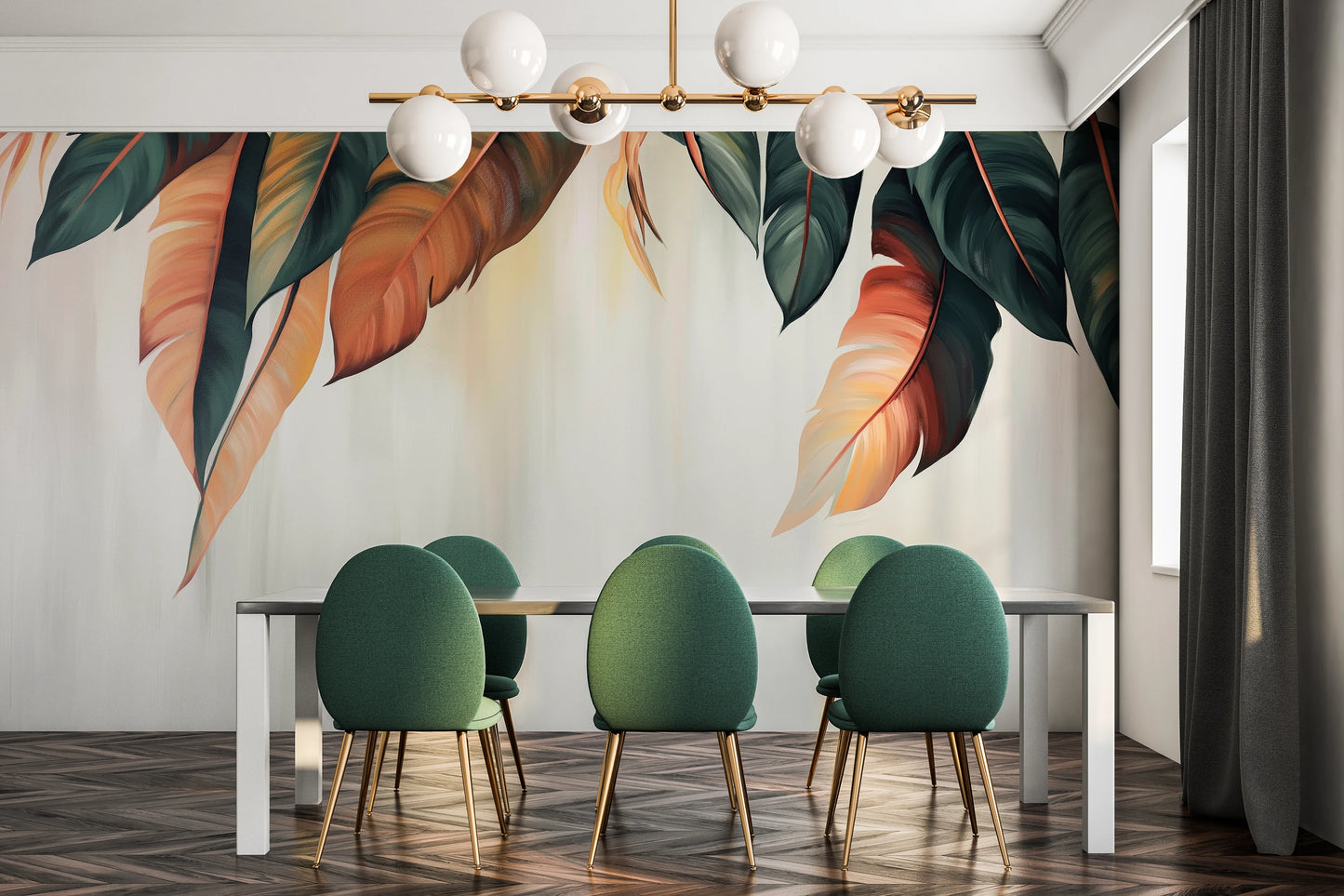 Fototapeta artystyczna o nazwie Vibrant Canopy pokazana w aranżacji wnętrza.