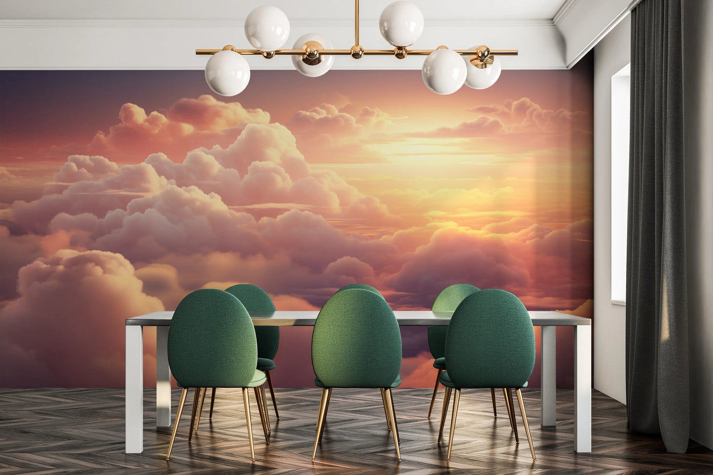 Wzór fototapety artystycznej o nazwie Azure Dream pokazanej w aranżacji wnętrza.