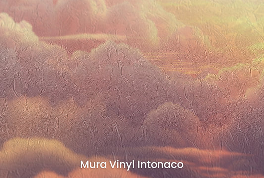 Zbliżenie na artystyczną fototapetę o nazwie Azure Dream na podłożu Mura Vinyl Intonaco - struktura tartego tynku.