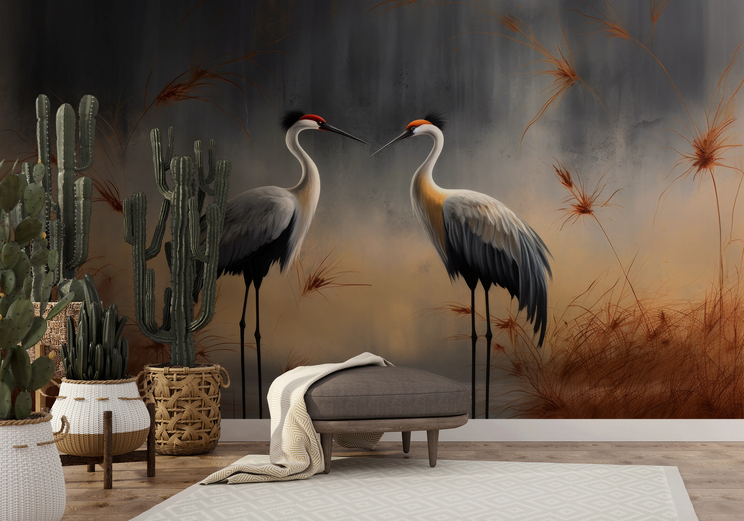 Zdjęcie prezentuje aranżację wnętrza z użyciem fototapety o nazwie Reflection of Dawn pokazanej w aranżacji wnętrza.