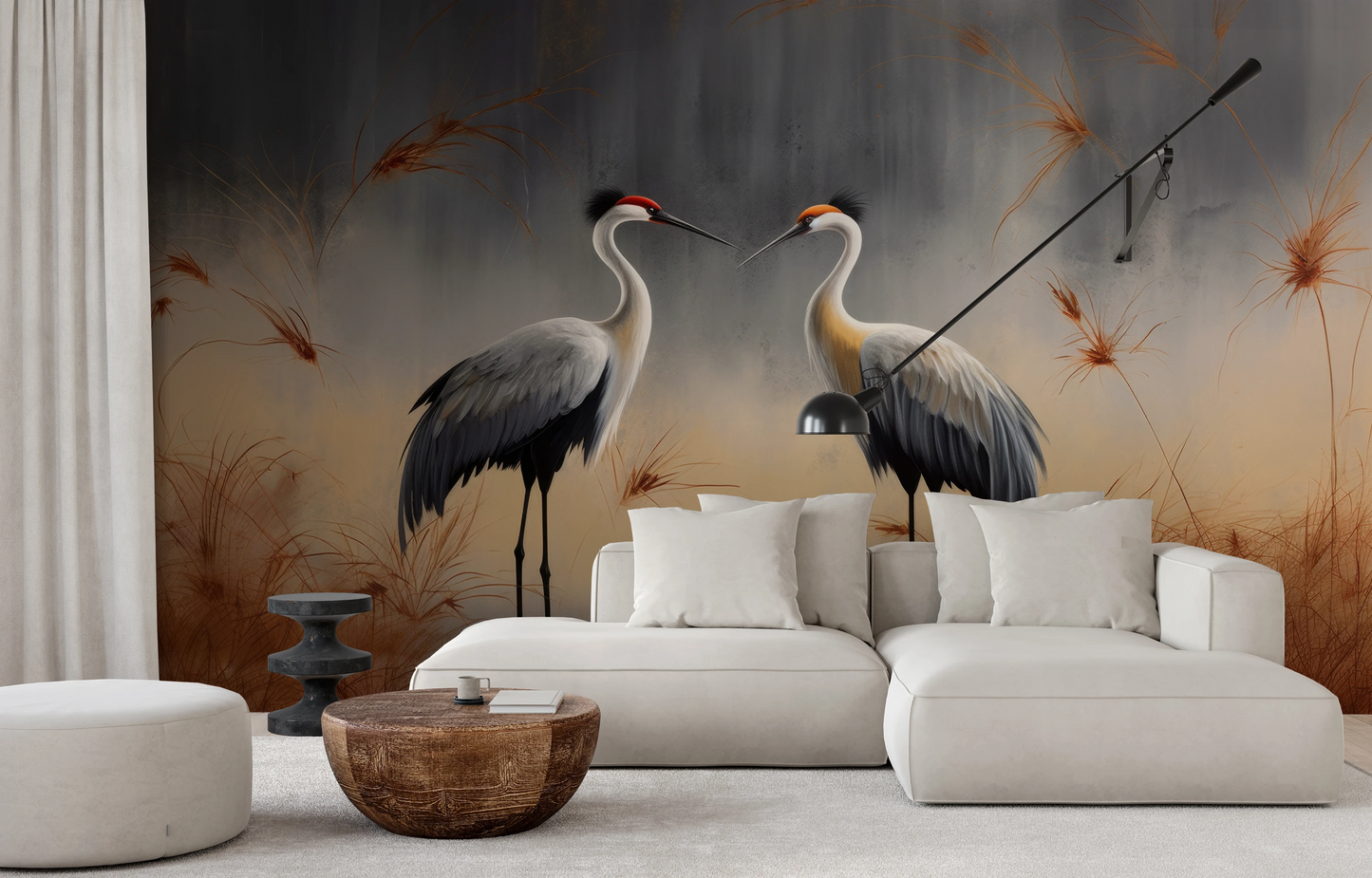 Wzór fototapety malowanej o nazwie Reflection of Dawn pokazanej w aranżacji wnętrza.