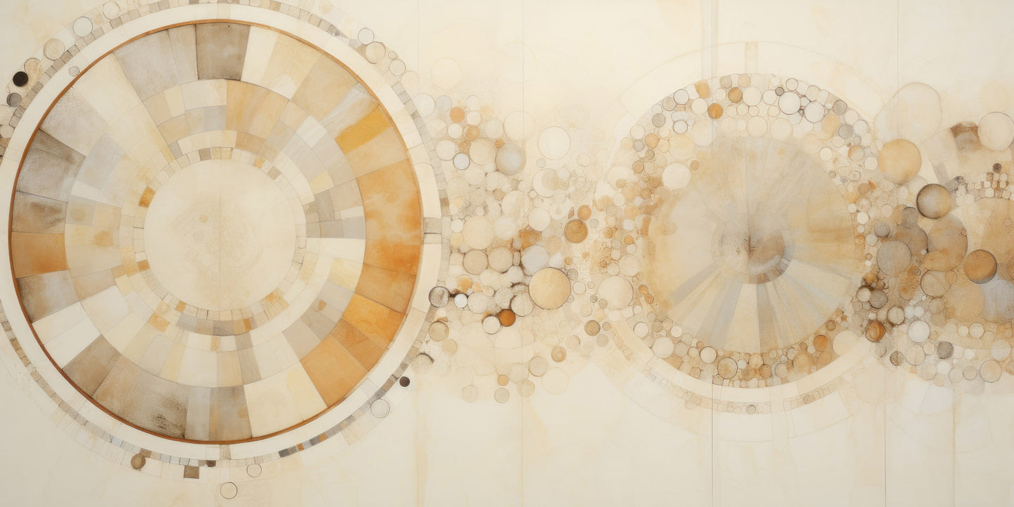 Prezentacja całego wzoru fototapety o nazwie ETHEREAL SPHERES AND RINGS