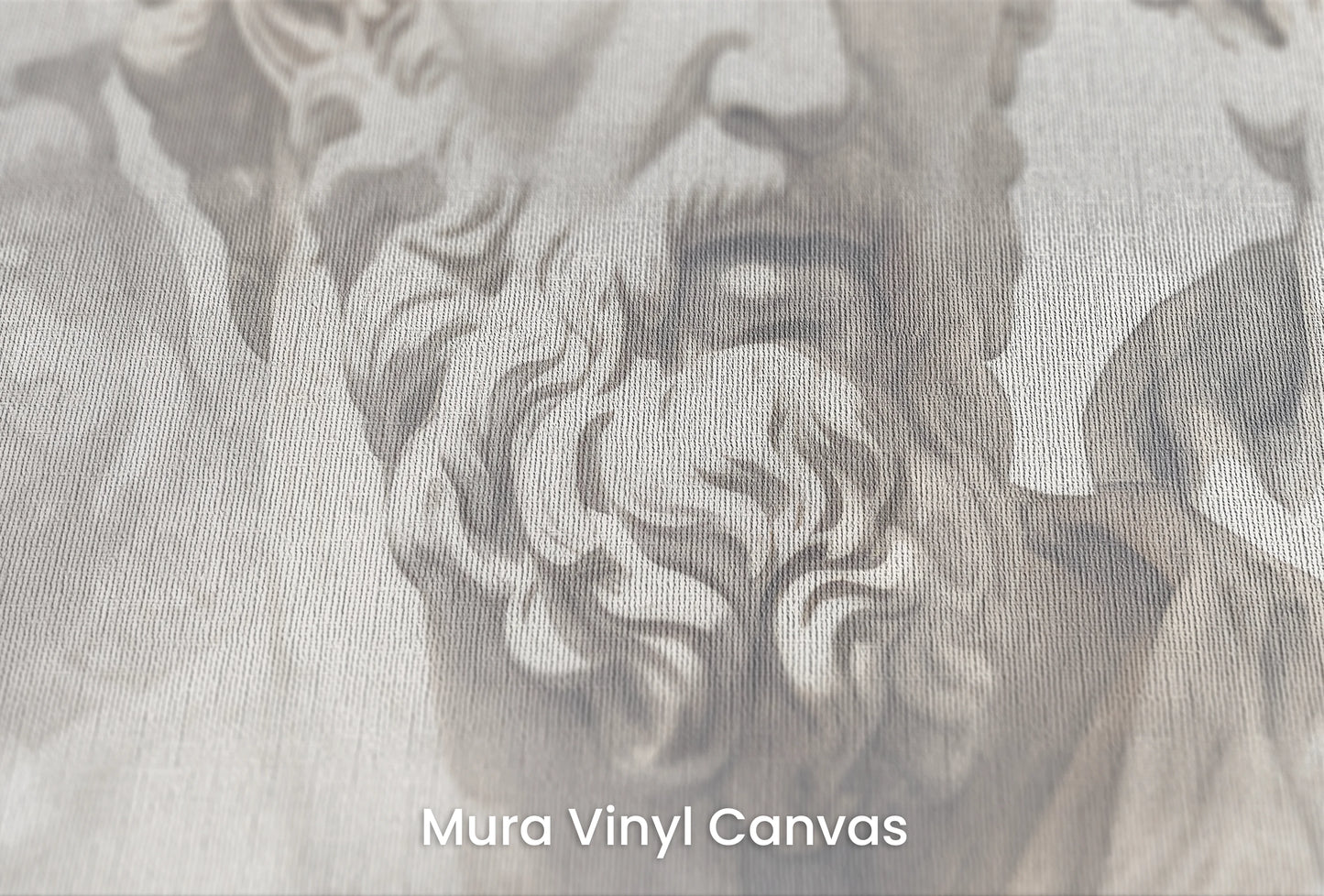 Zbliżenie na artystyczną fototapetę o nazwie Stoic's Resolve na podłożu Mura Vinyl Canvas - faktura naturalnego płótna.