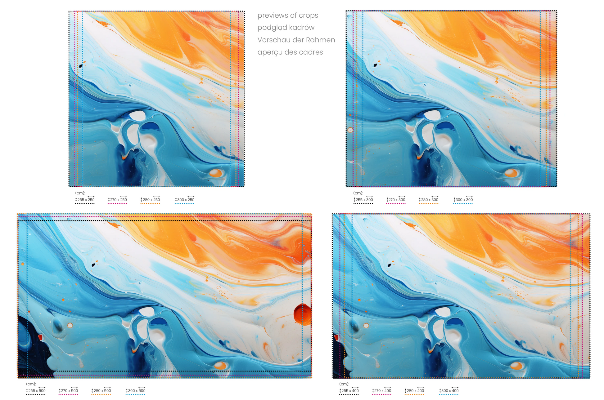 Na obrazie znajduje się prezentacja przykładowych rozmiarów fototapety o nazwie Solar Flare #2. Rozmiar fototapety jest dowolny.