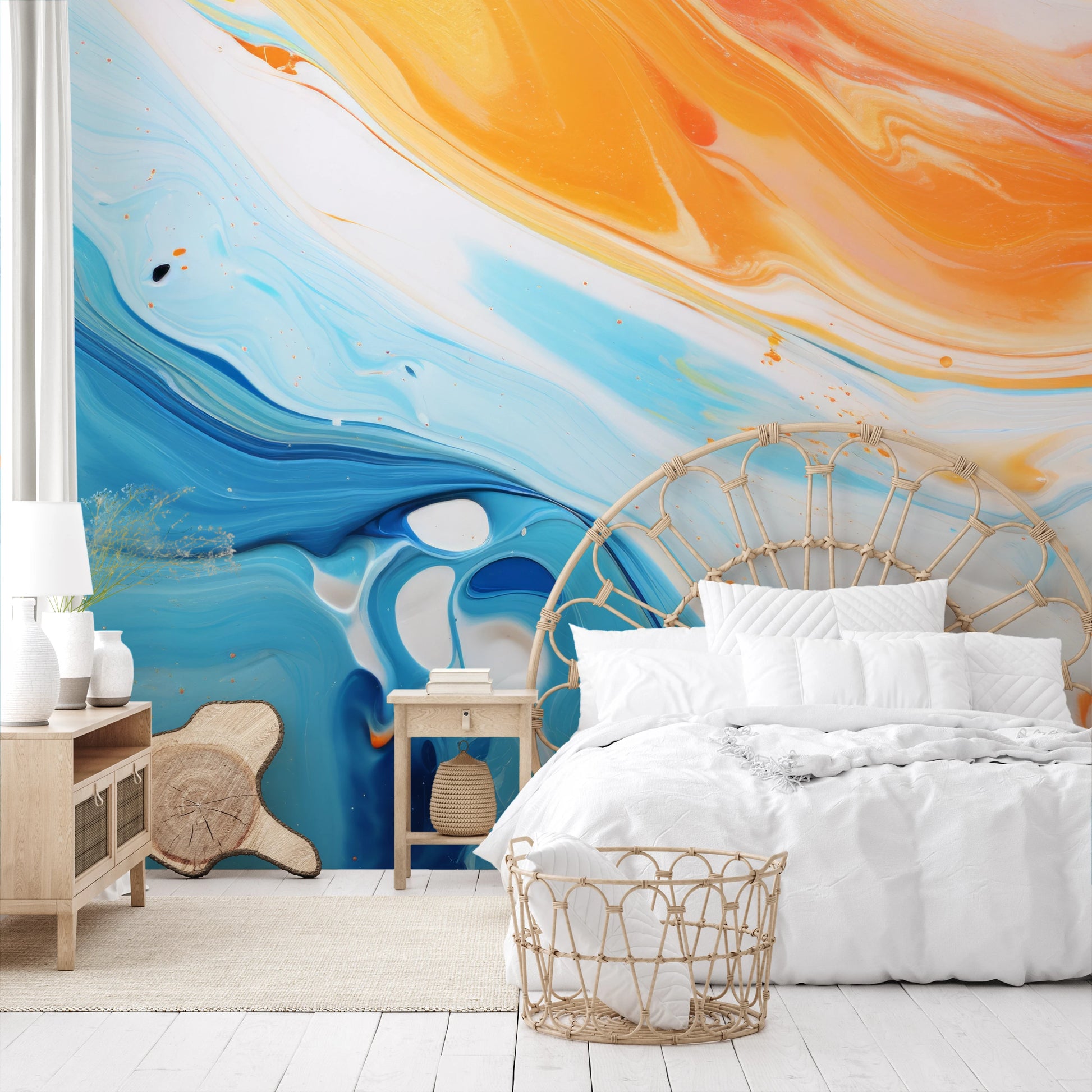 Zdjęcie prezentuje aranżację wnętrza z użyciem fototapety o nazwie Solar Flare #2 pokazanej w aranżacji wnętrza.