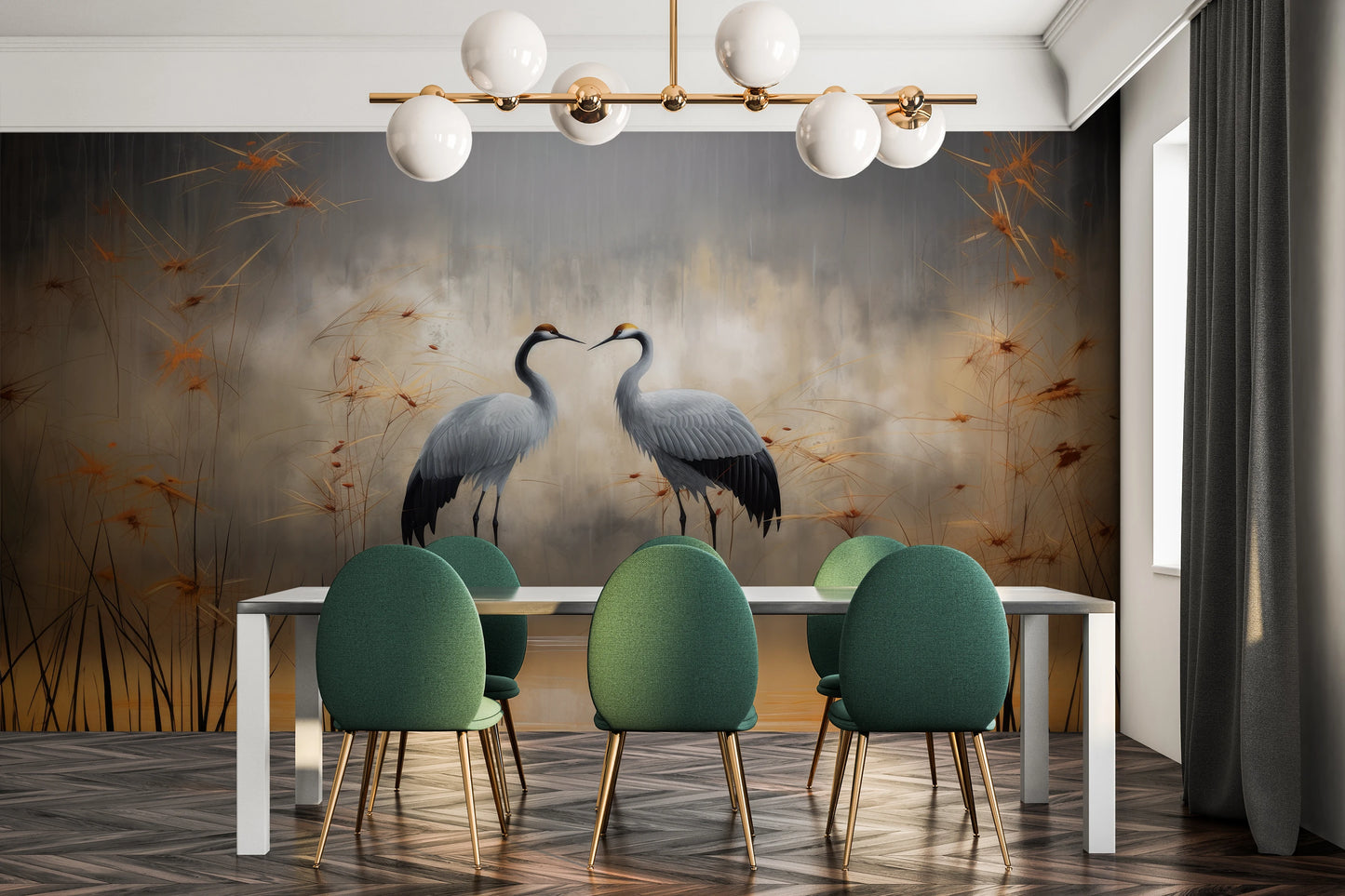 Fototapeta artystyczna o nazwie Twilight Serenity pokazana w aranżacji wnętrza.