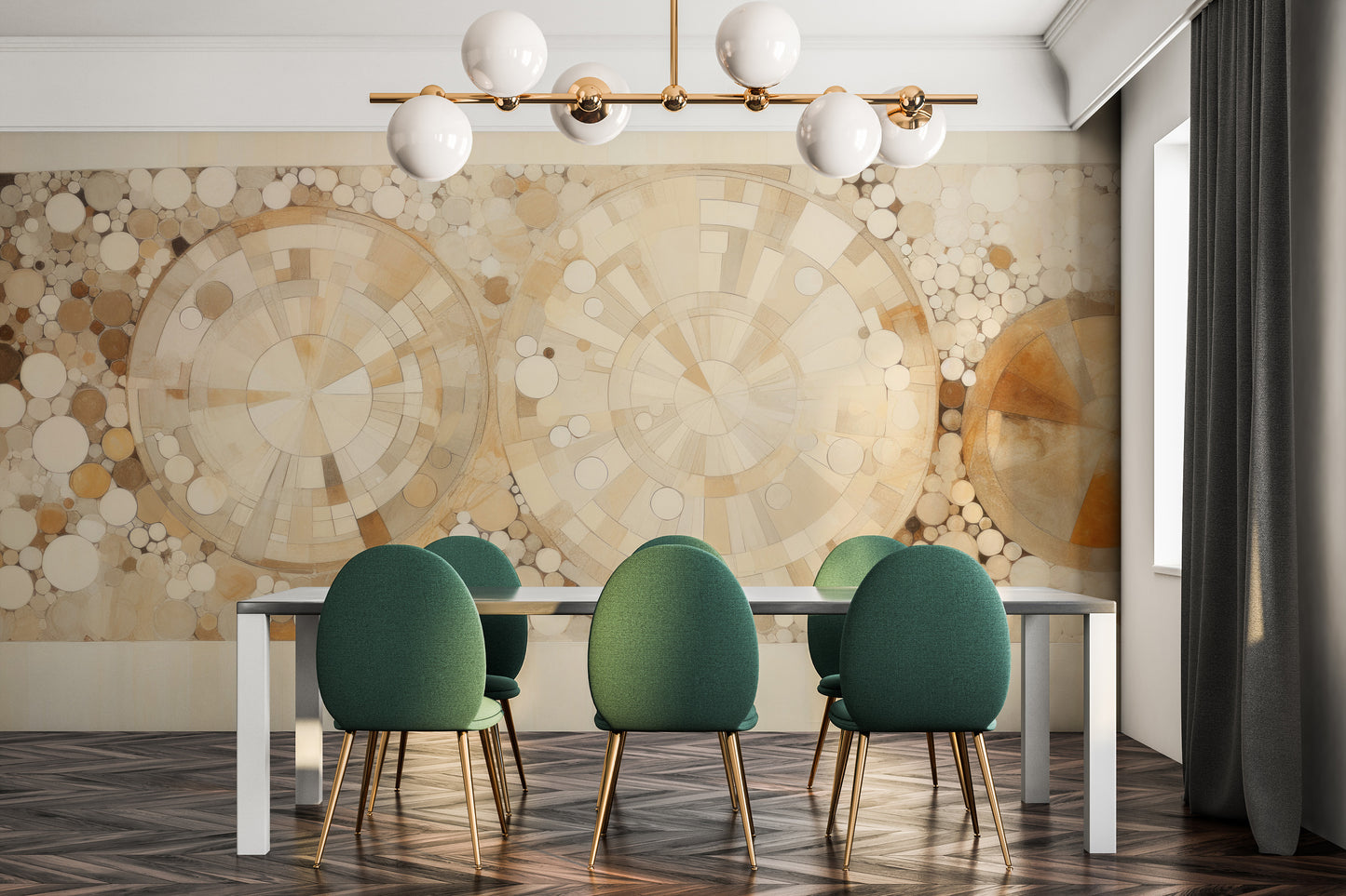 Fototapeta artystyczna o nazwie SUNSTONE RADIANCE PATTERN pokazana w aranżacji wnętrza.