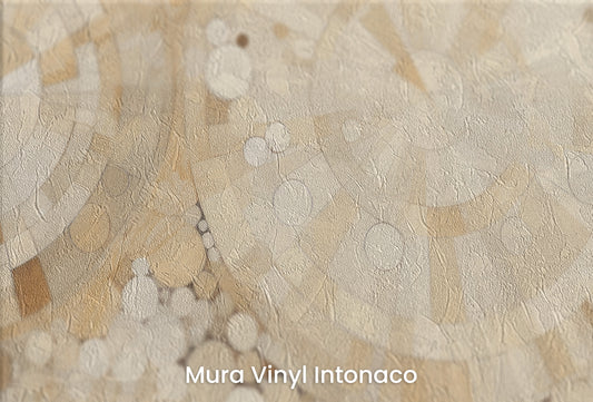 Zbliżenie na artystyczną fototapetę o nazwie SUNSTONE RADIANCE PATTERN na podłożu Mura Vinyl Intonaco - struktura tartego tynku.