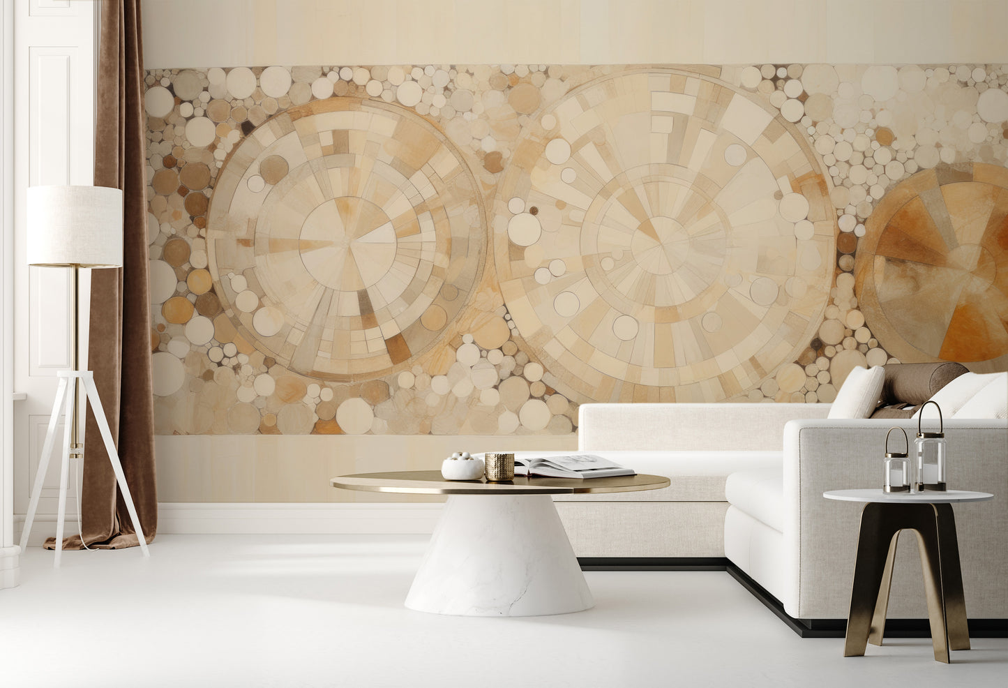 Wzór fototapety artystycznej o nazwie SUNSTONE RADIANCE PATTERN pokazanej w aranżacji wnętrza.