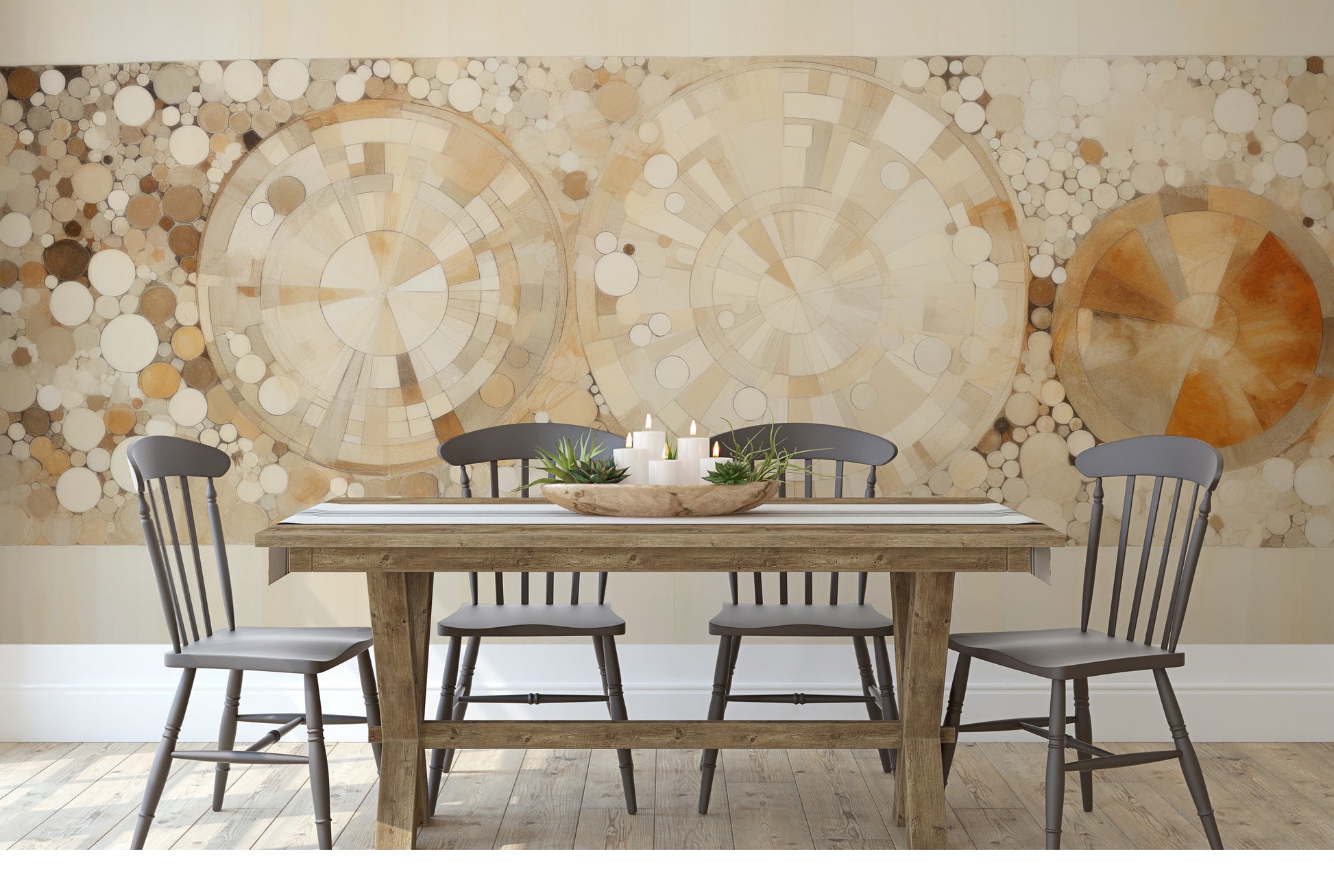 Wzór fototapety artystycznej o nazwie SUNSTONE RADIANCE PATTERN pokazanej w aranżacji wnętrza.