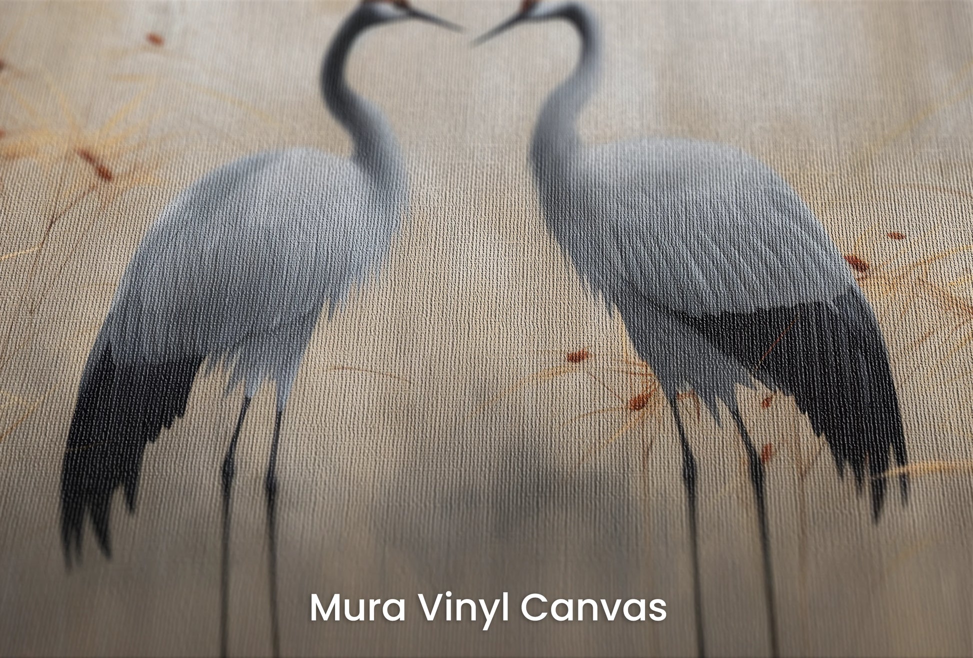 Zbliżenie na artystyczną fototapetę o nazwie Twilight Serenity na podłożu Mura Vinyl Canvas - faktura naturalnego płótna.