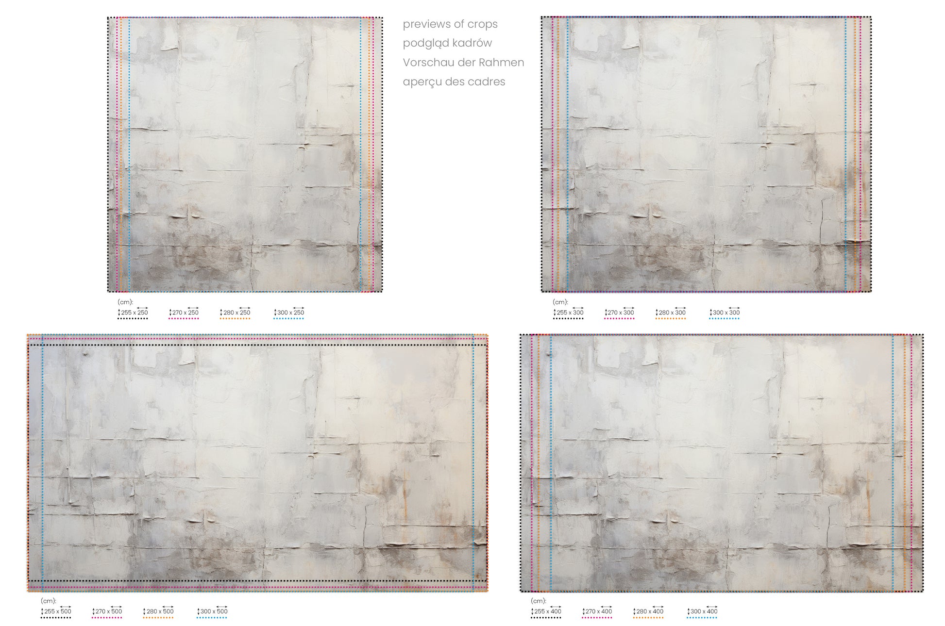 Na obrazie znajduje się prezentacja przykładowych rozmiarów fototapety o nazwie ANCIENT WALLS. Rozmiar fototapety jest dowolny.