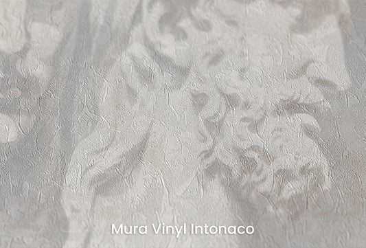 Zbliżenie na artystyczną fototapetę o nazwie Grecian Serenity na podłożu Mura Vinyl Intonaco - struktura tartego tynku.