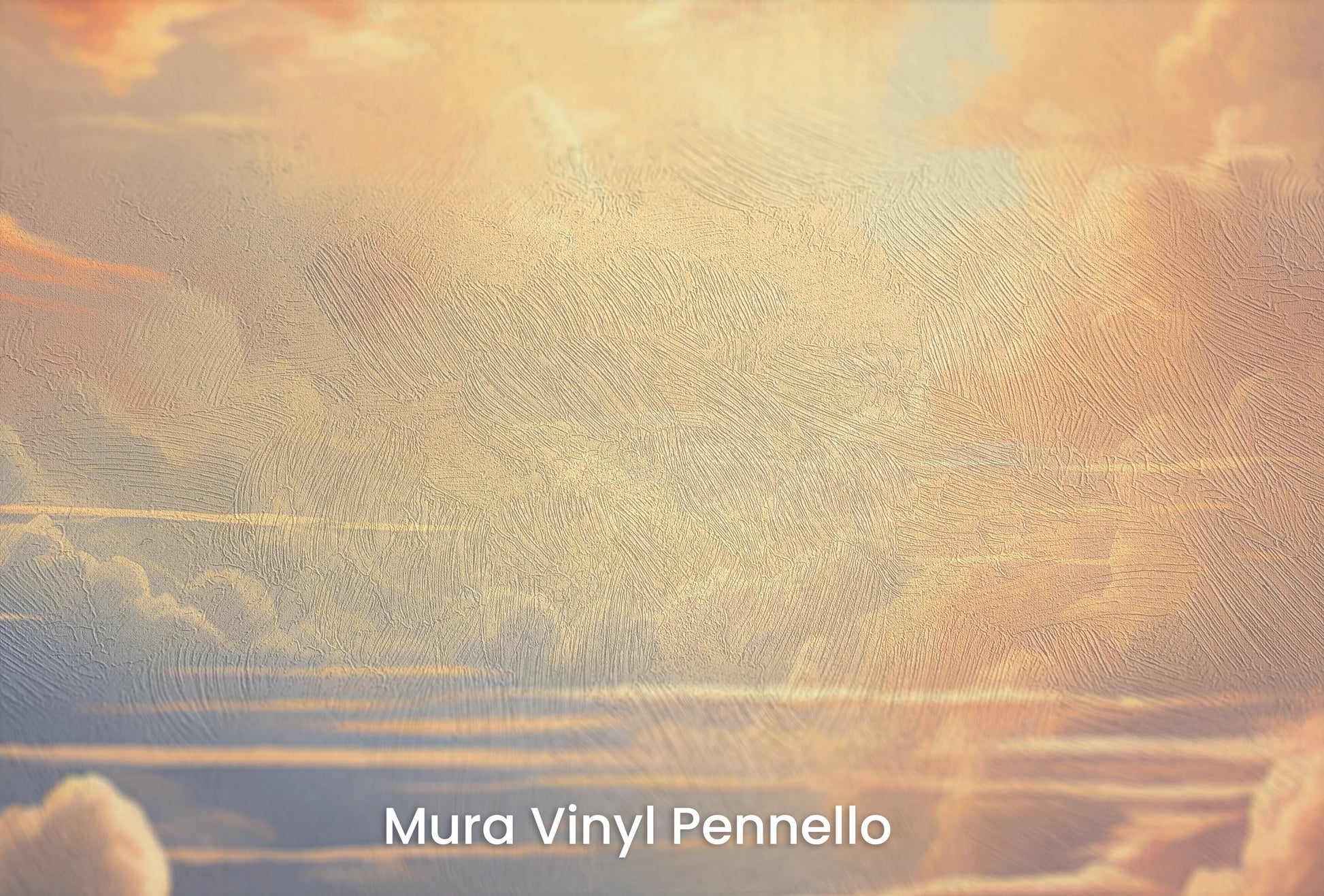 Zbliżenie na artystyczną fototapetę o nazwie Golden Reflection na podłożu Mura Vinyl Pennello - faktura pociągnięć pędzla malarskiego.