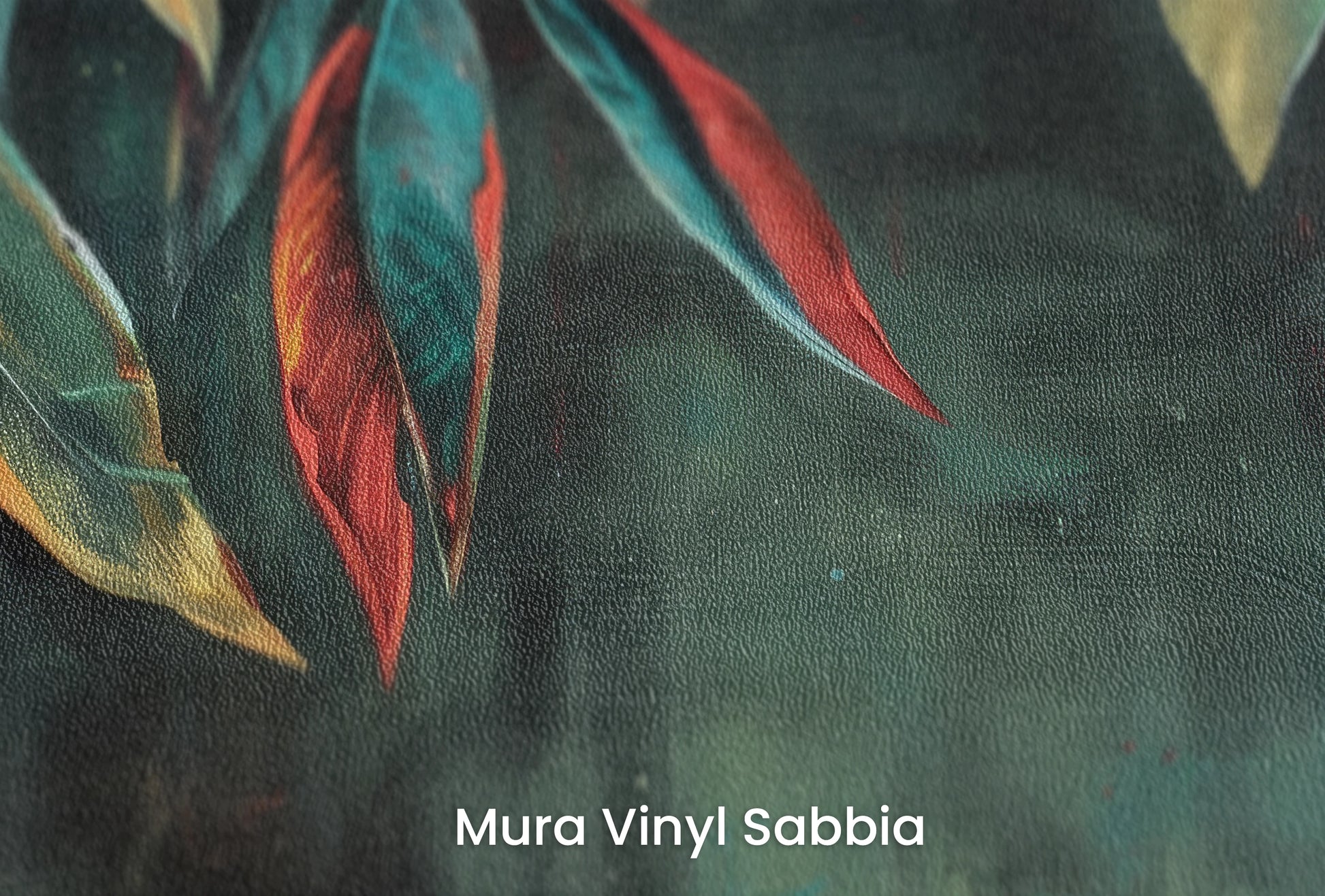 Zbliżenie na artystyczną fototapetę o nazwie Midnight Harmony na podłożu Mura Vinyl Sabbia struktura grubego ziarna piasku.