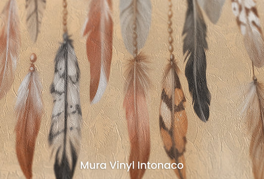 Zbliżenie na artystyczną fototapetę o nazwie Hushed Elegance na podłożu Mura Vinyl Intonaco - struktura tartego tynku.