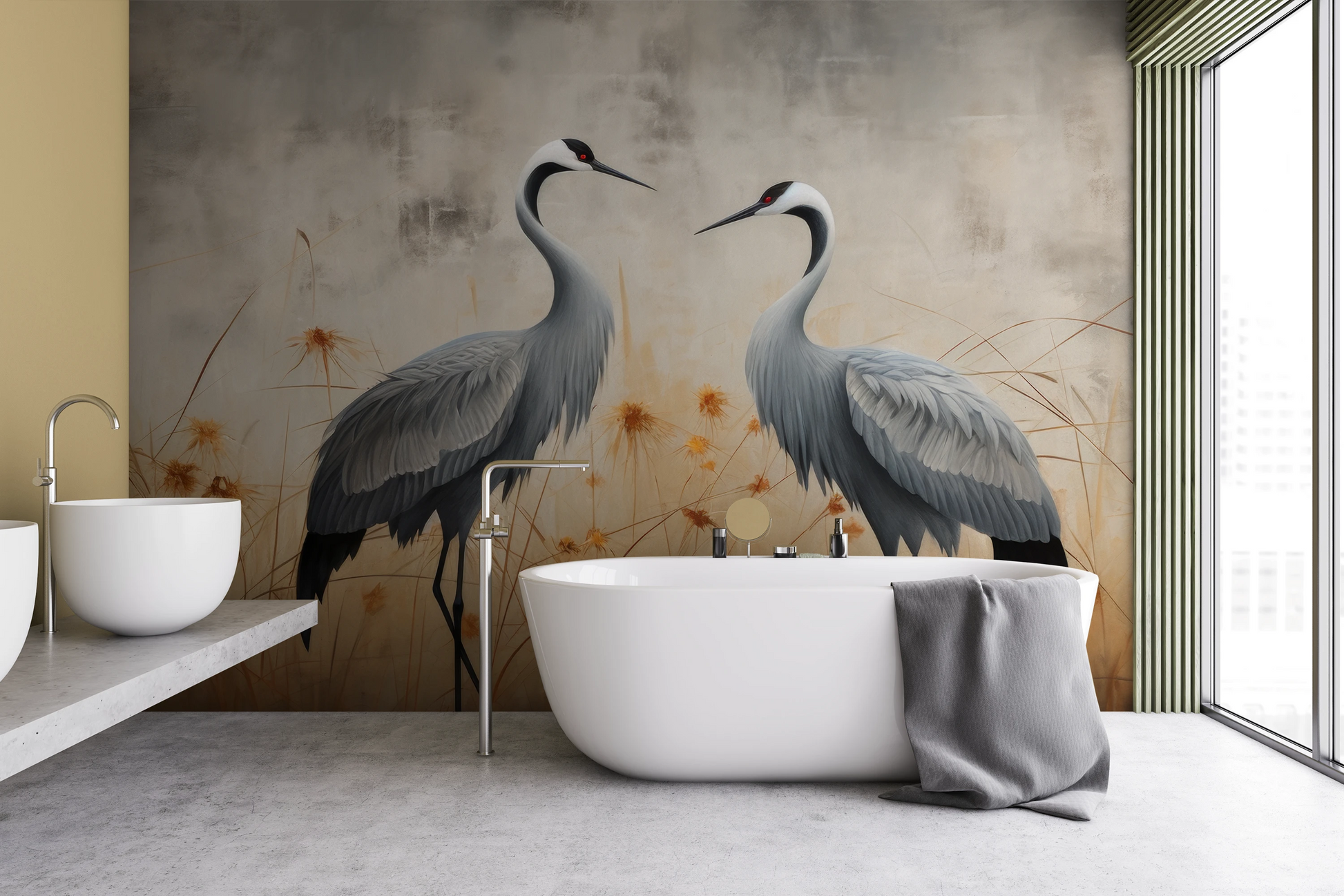 Zdjęcie prezentuje aranżację wnętrza z użyciem fototapety o nazwie Morning Calm pokazanej w aranżacji wnętrza.