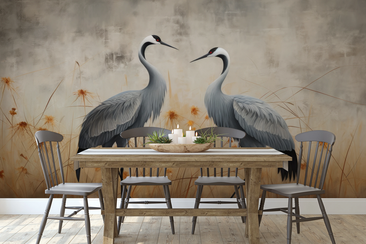 Fototapeta artystyczna o nazwie Morning Calm pokazana w aranżacji wnętrza.