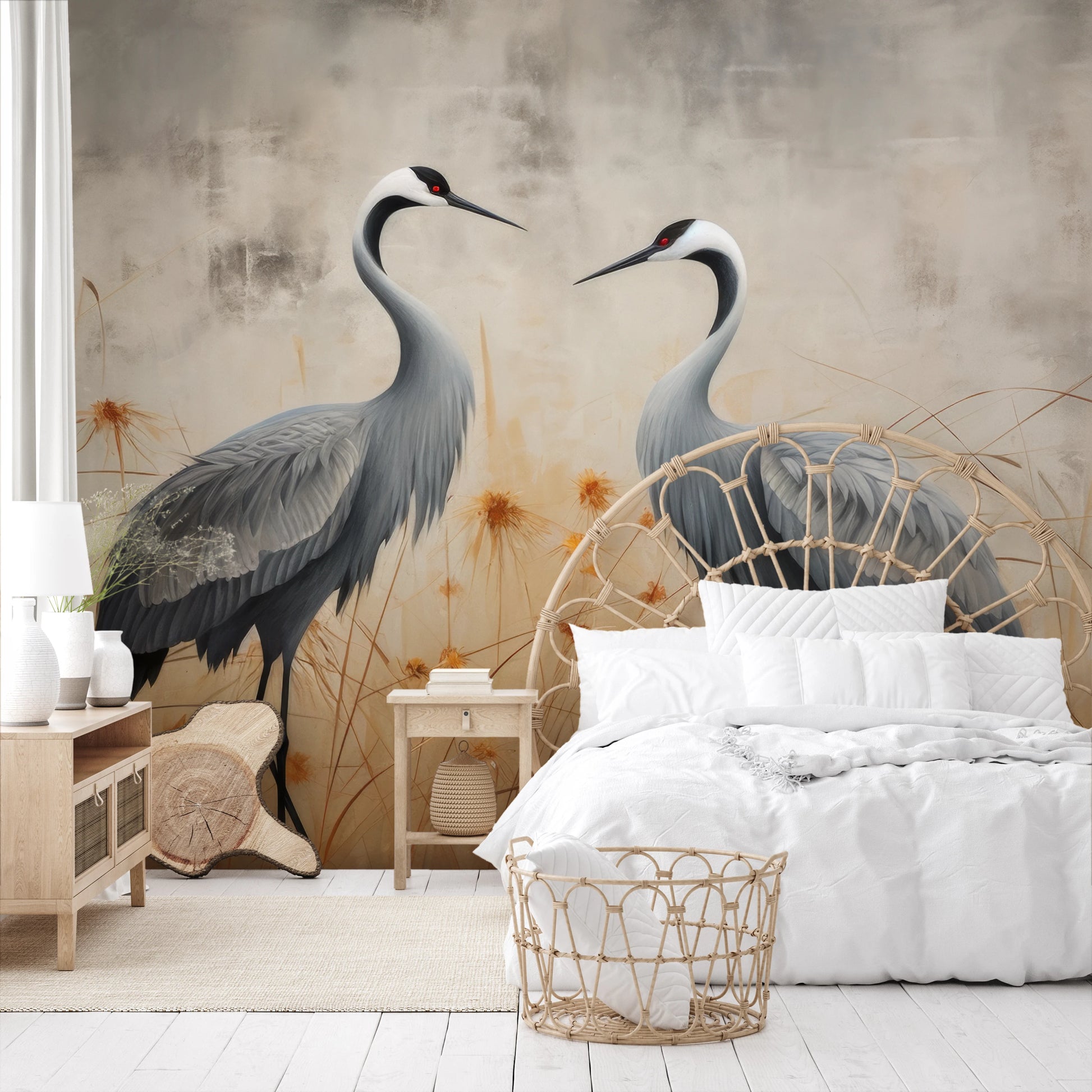 Wzór fototapety artystycznej o nazwie Morning Calm pokazanej w aranżacji wnętrza.