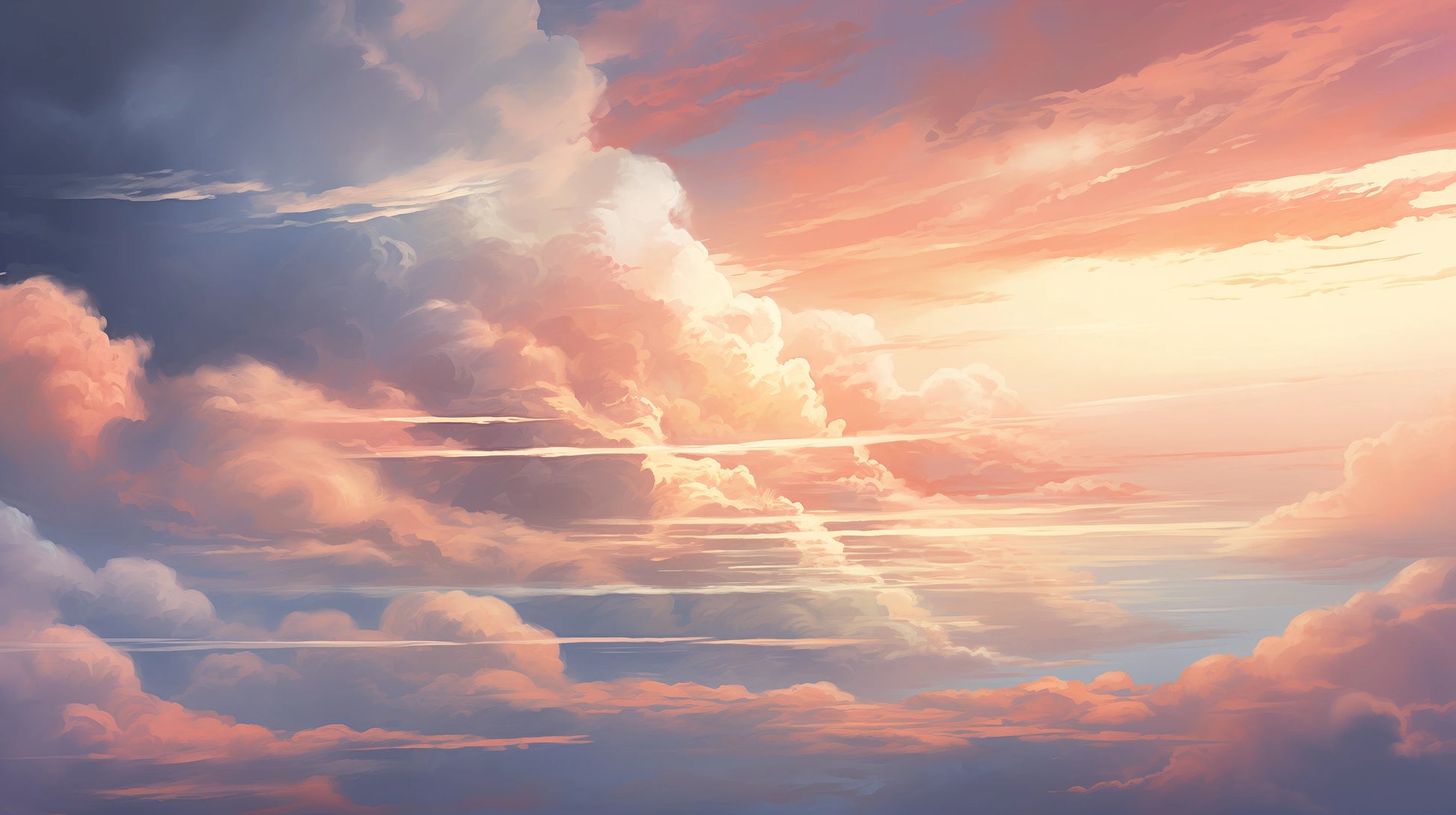 Prezentacja całego wzoru fototapety o nazwie Blush Horizon