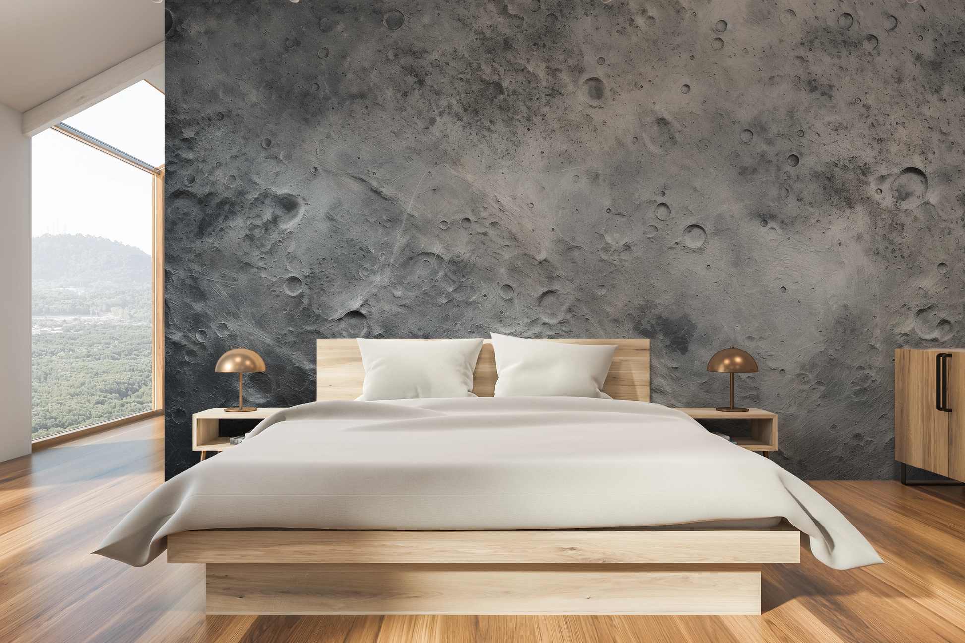 Fototapeta malowana o nazwie Lunar Craters pokazana w aranżacji wnętrza.