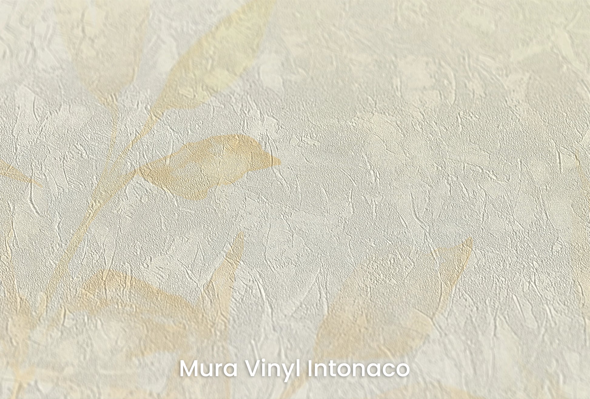 Zbliżenie na artystyczną fototapetę o nazwie Golden Tranquility na podłożu Mura Vinyl Intonaco - struktura tartego tynku.