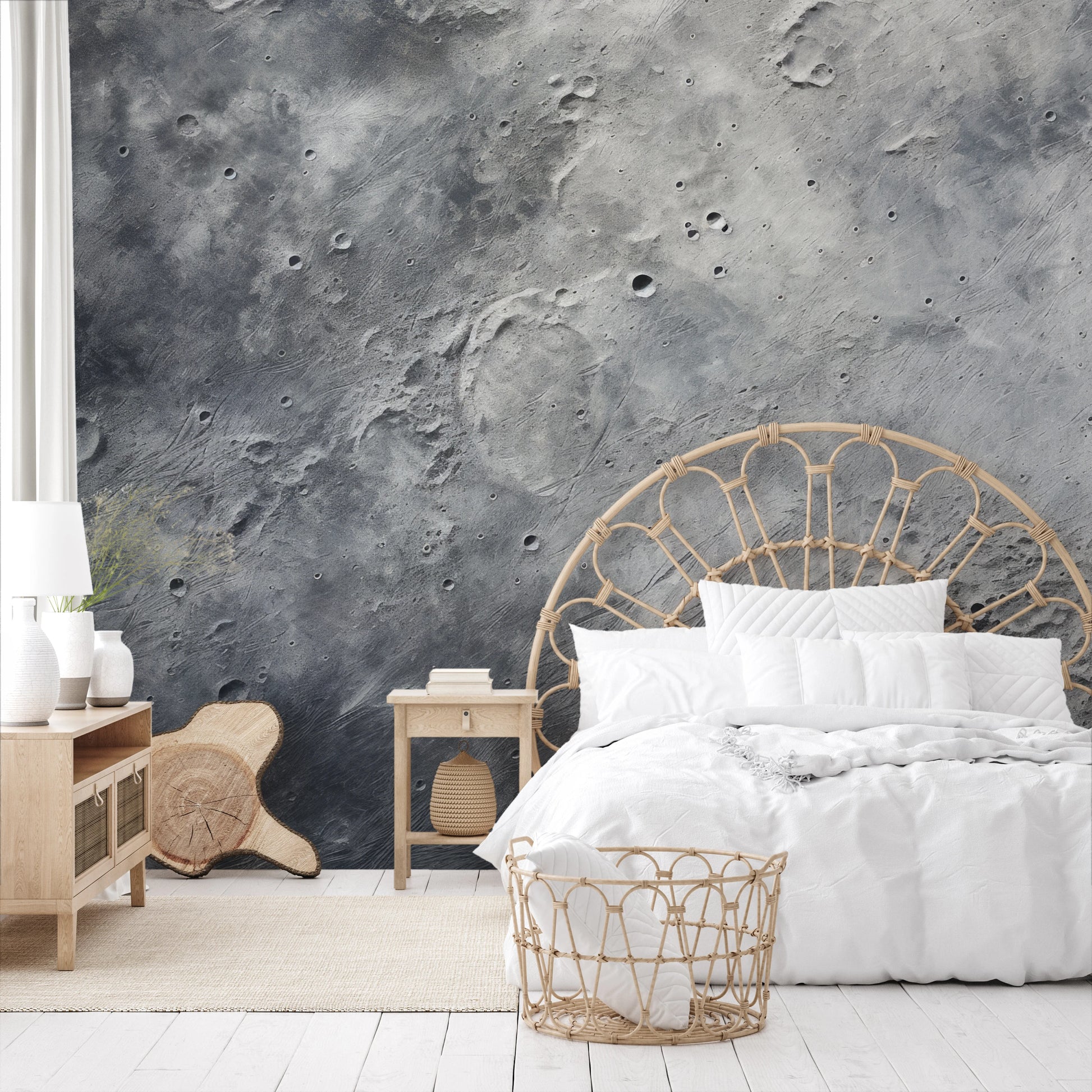 Zdjęcie prezentuje aranżację wnętrza z użyciem fototapety o nazwie Moonlight Sonata pokazanej w aranżacji wnętrza.