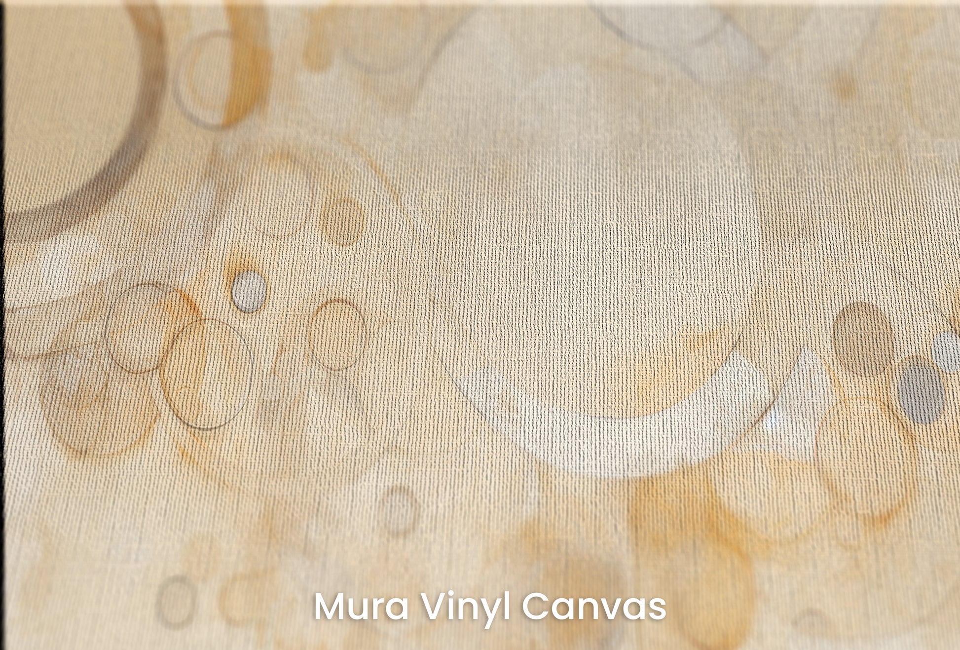 Zbliżenie na artystyczną fototapetę o nazwie AMBER ORBITAL FUSION na podłożu Mura Vinyl Canvas - faktura naturalnego płótna.