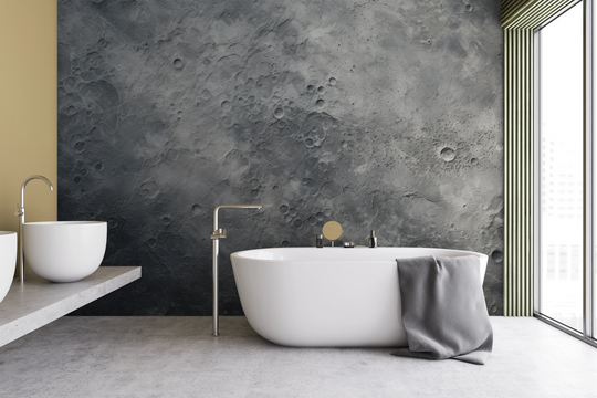 Wzór fototapety artystycznej o nazwie Moon's Geography pokazanej w aranżacji wnętrza.