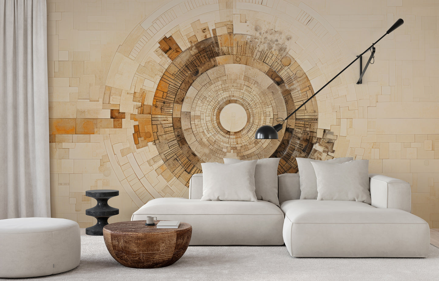 Fototapeta malowana o nazwie SUNBURST MOSAIC pokazana w aranżacji wnętrza.