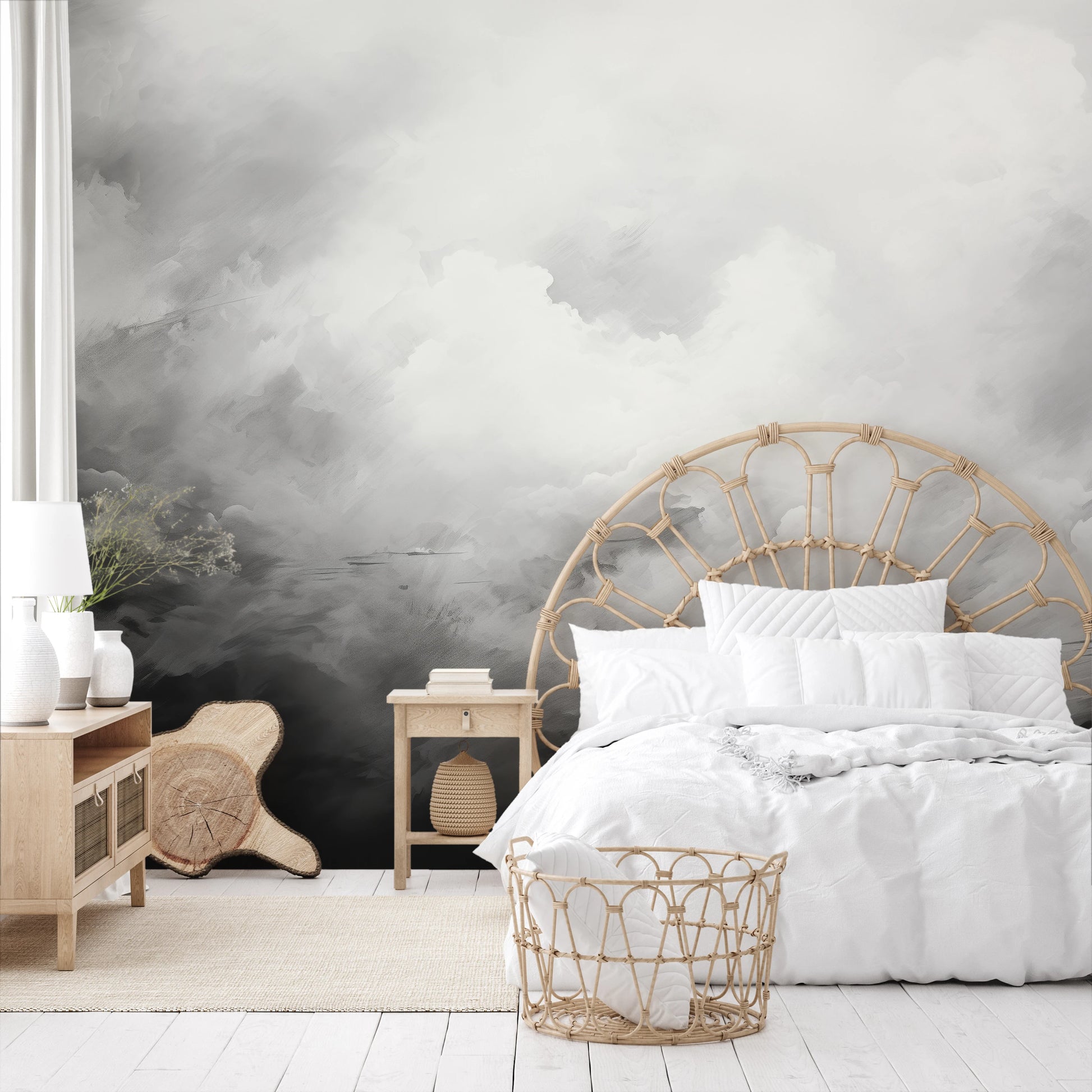 Fototapeta malowana o nazwie Monochrome Whispers pokazana w aranżacji wnętrza.